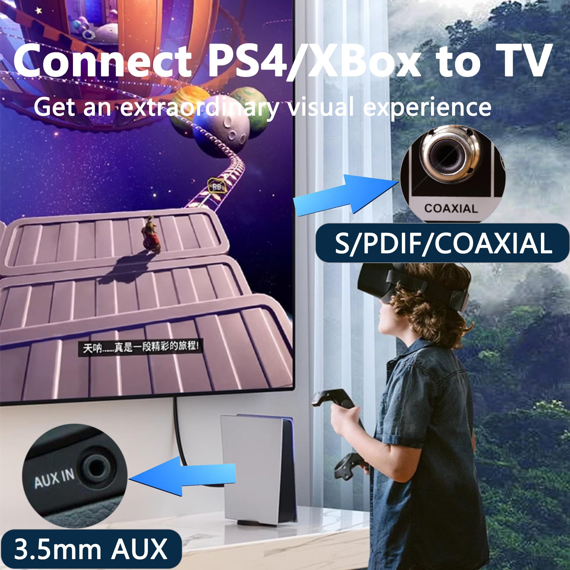 Câble audio stéréo coaxial numérique RCA vers femelle 3,5 mm avec interface USB, pour lecteur Blu-ray, décodeurs, PS4, haut-parleur, amplificateur, TV - 0,2 m