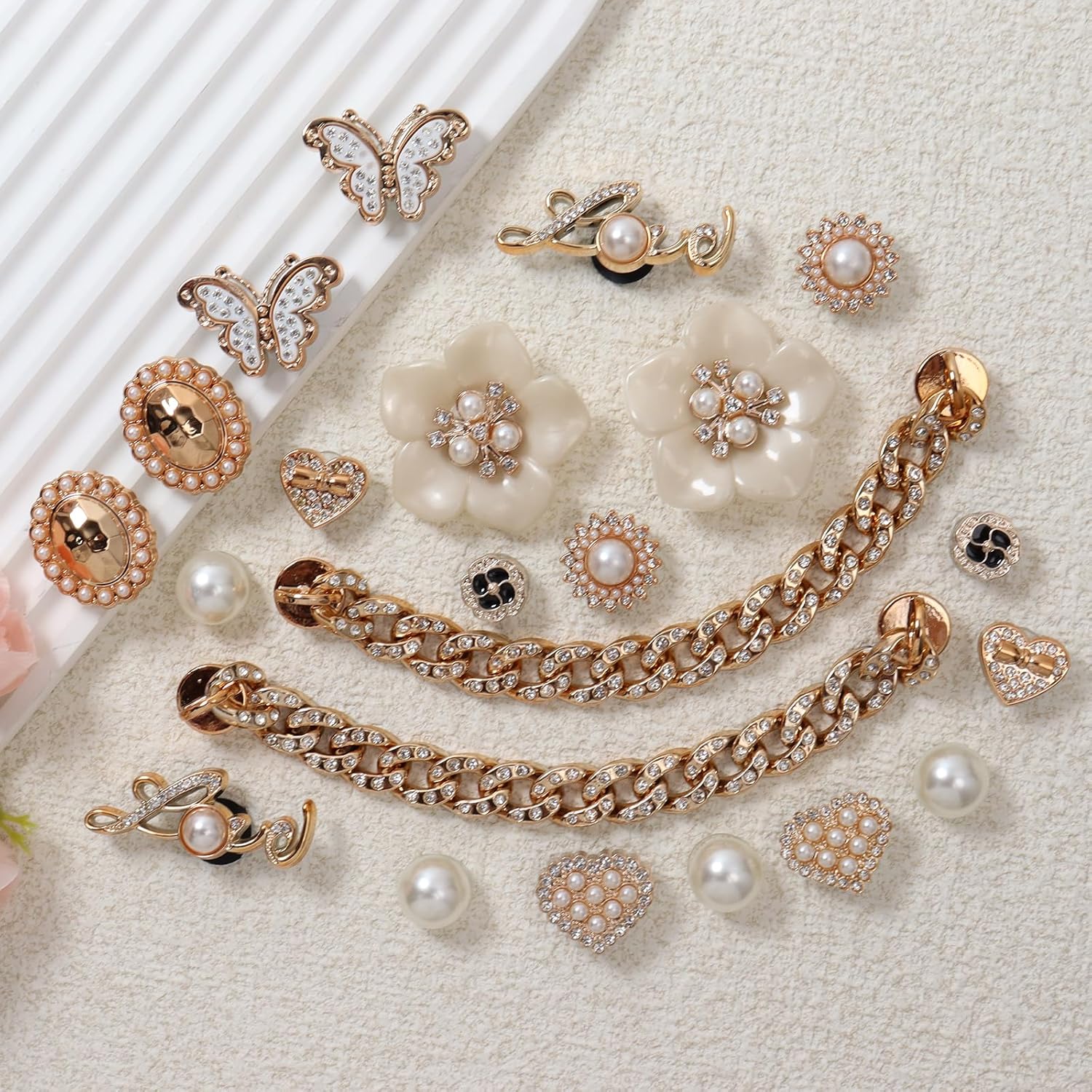 Charms for Bogg Bag Pearls Love Butterfly & Chain for Bogg Bag Accessories Charms Compatible with Simply Southern Beach Bag Tote Insert for Beach Tote Bag (22 Pcs) - Image 4