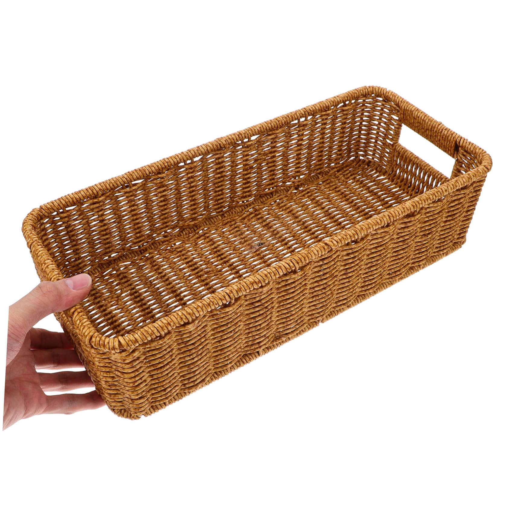 PRETYZOOM 4 Uds Cesta De Cubiertos De Ratán Cesta De Mimbre para Servir Organizador De Vajilla Organizador De Cajones De Utensilios Cestas De Estante Rectangular Bandeja De Cubiertos De