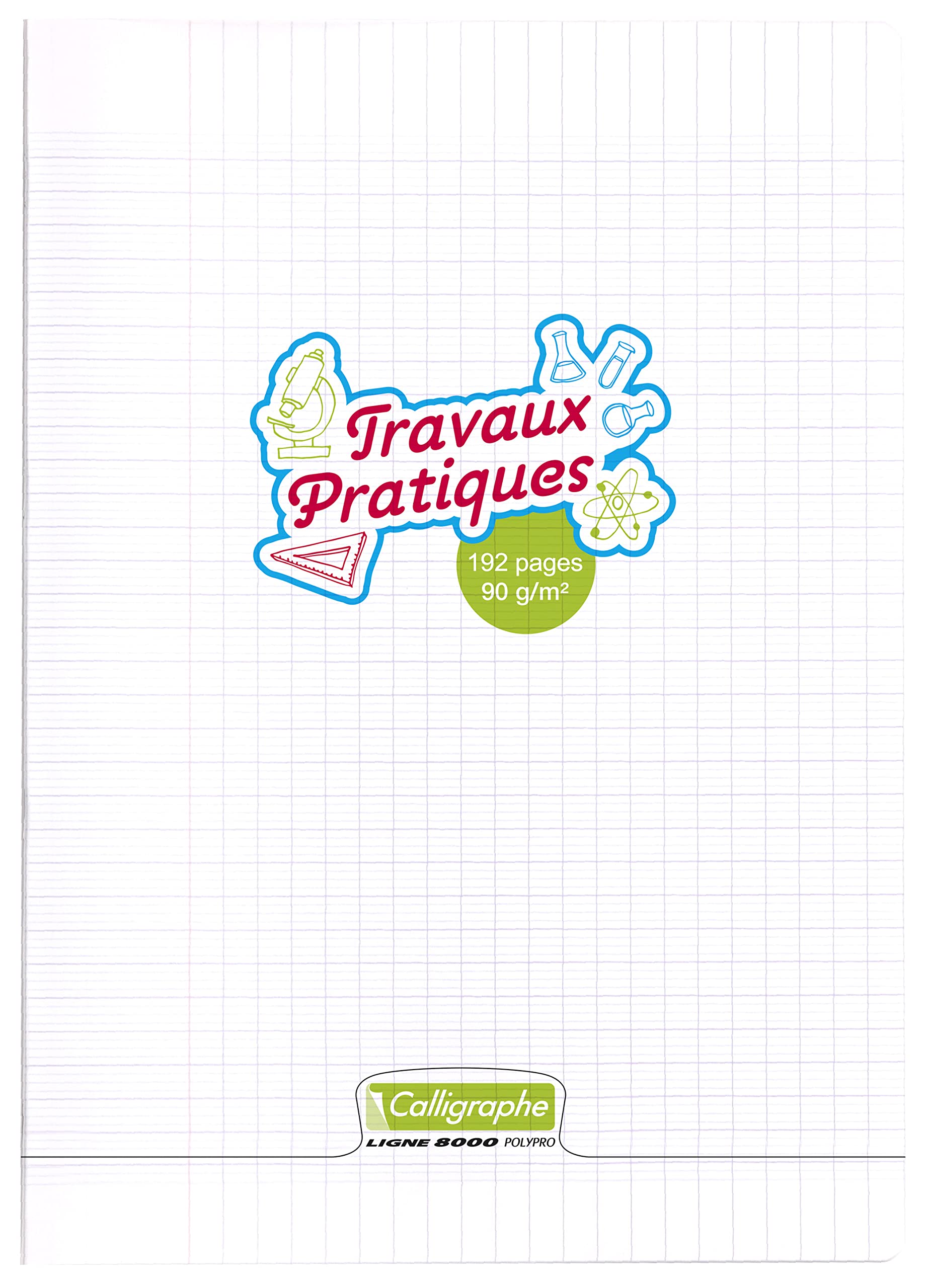 Calligrapher 18288C Practical Work Notebook Stapled Clear (Clairefontaine) - A4 21x29,7cm - 192 Seyes Ruled + Plain Pages - White Paper 90g - Transparent Cover