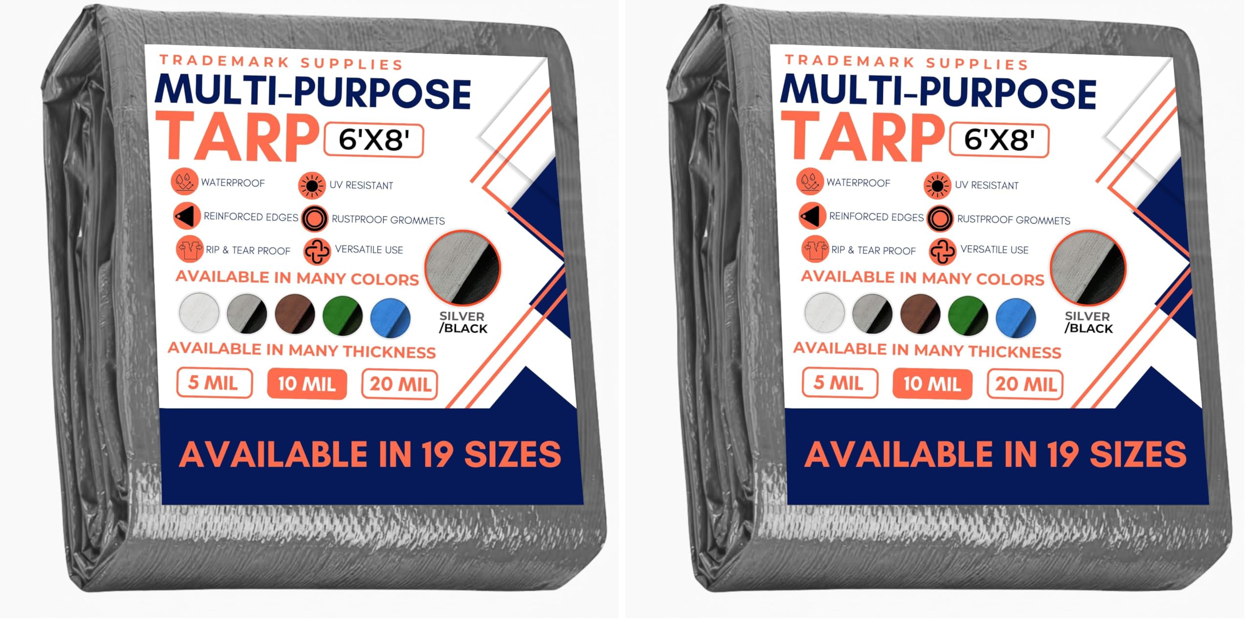 Tarp Cover Brown/Black Heavy Duty 8'X10' Thick Material, Waterproof, Great for Tarpaulin Canopy Tent, Boat, RV Or Pool Cover (8X10 Heavy Duty Poly Tarp Brown/Black) — view 2