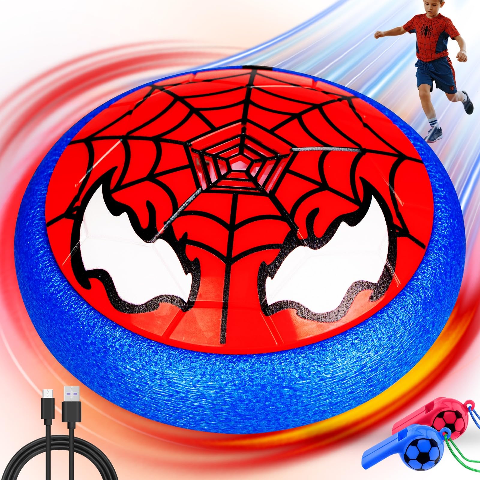 Soccer Toys for Boys Kids 4 5 6 7 8 9 10 Hover Soccer Ball Toy for Kids, Light-Up Toys for Boys Ages 5-12, Toys for Kids 3 4 5 6 7, LED Football Game Toy with USB Rechargeable Battery
