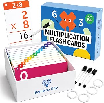 Multiplication Flash Cards - Learn Times Tables 0-12 for Kids Ages 8-12