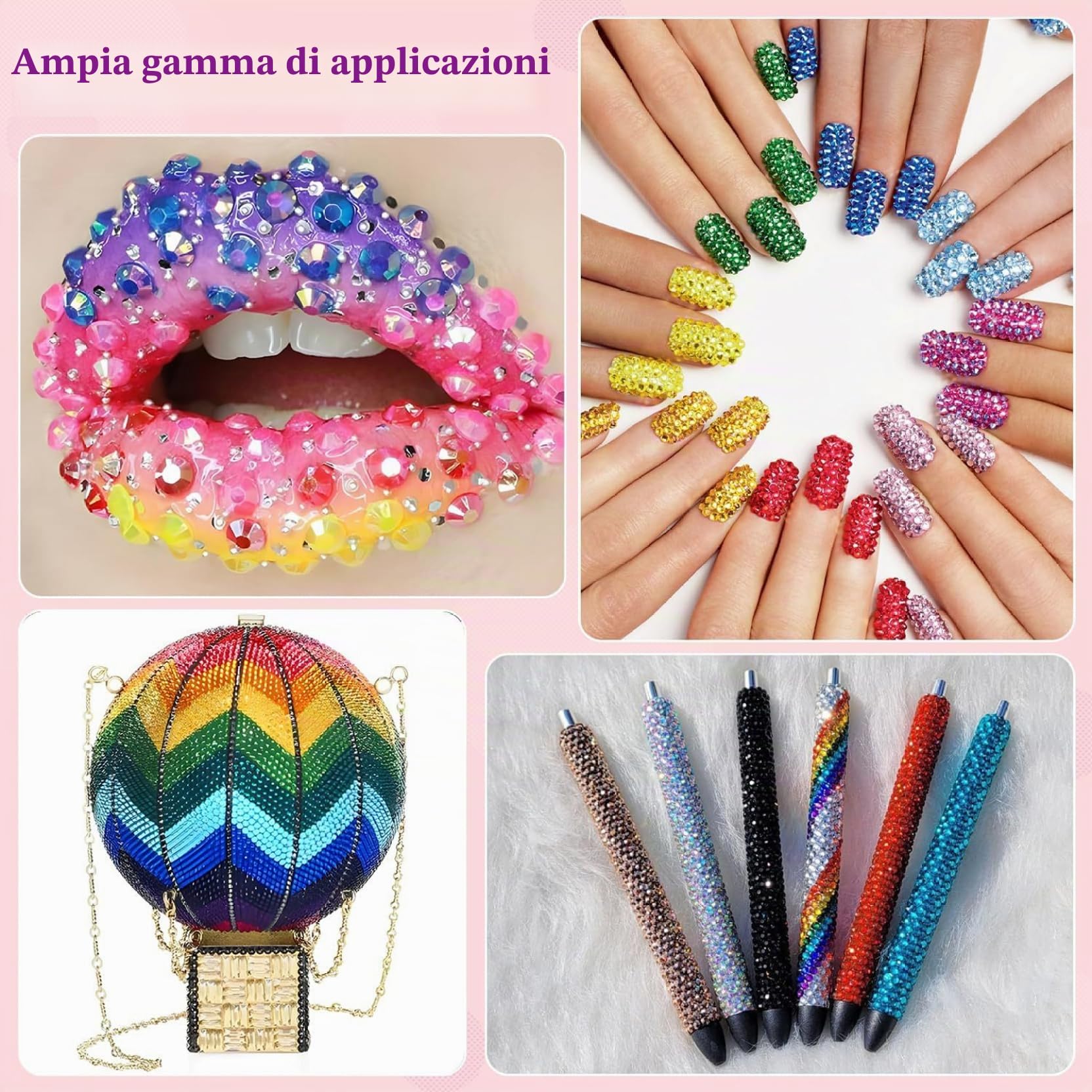 Kit abbagliante, 32000 pezzi di strass in resina Kit abbagliante con 3 pezzi di colla da 10 ml, strass colorati da 0, 3 cm Bedazzler per abiti artigianali, tazze, scarpe, tessuto, nail art, 40 colori