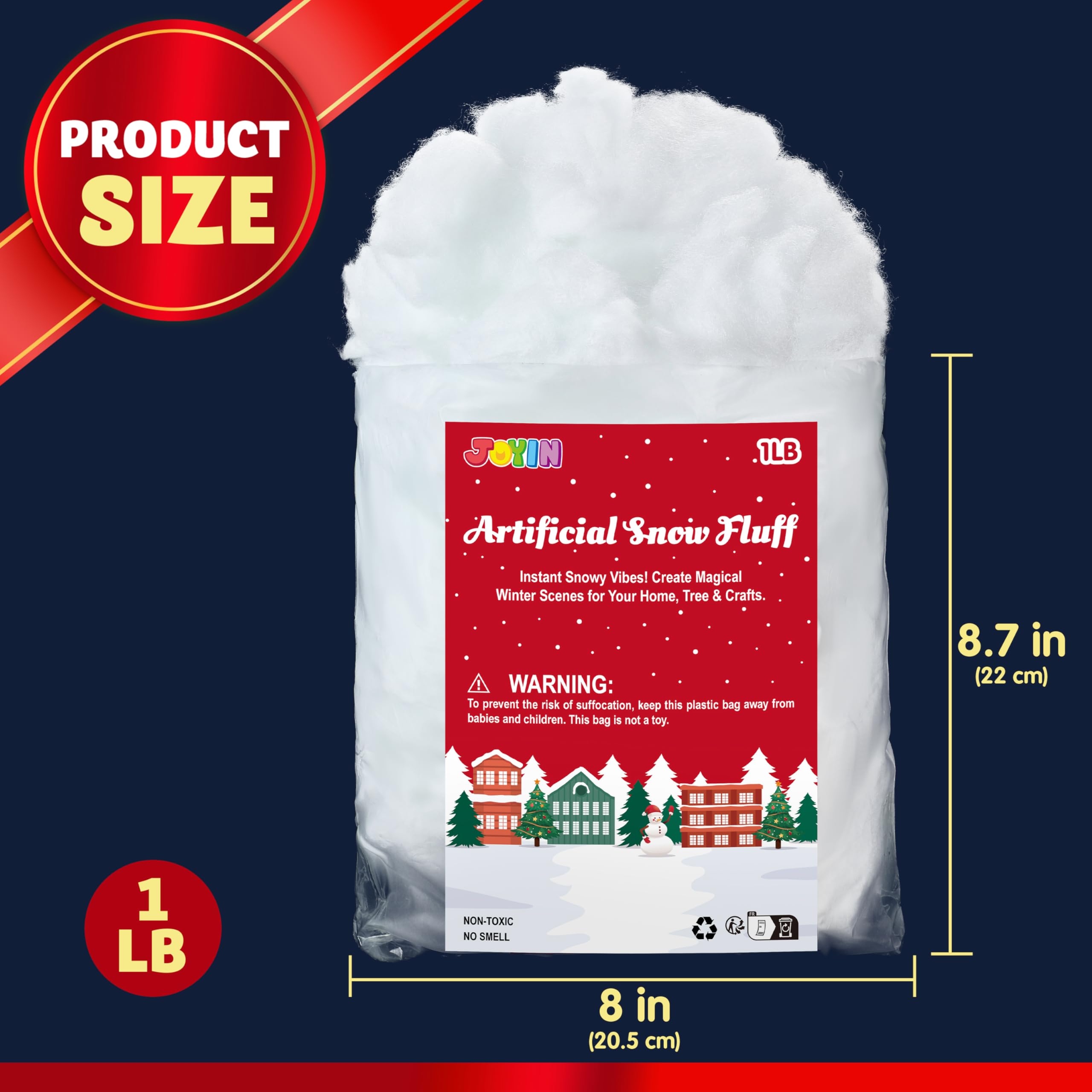 JOYIN 900g Kunstschnee Watte Weiß, Dekoschnee Decke Wolken Bastelwatte, Künstlicher Schnee für Weihnachtsdorf Krippen Winter Deko