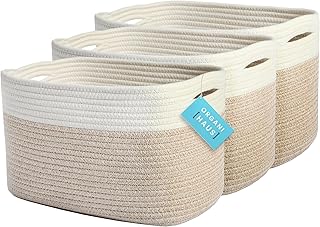 OrganiHaus Set of 3 Woven Storage Baskets for Shelves, Decorative Organi...