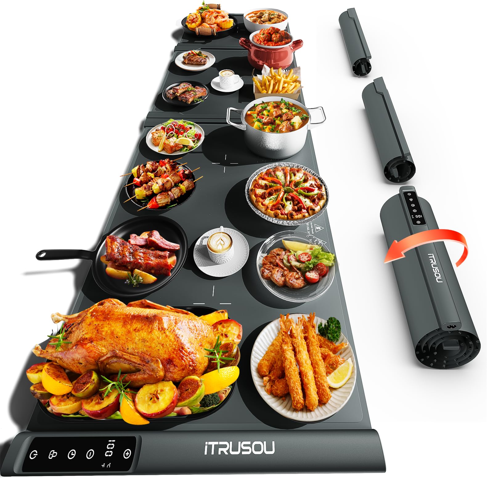 Expandable Food Warming Mat –137x40 cm, Warming Mat for Food with 7 Temp Settings, Switchable℃/℉, 99H Timer, Child Lock, Custom Sizes Food Warmer Chafing Dishes for Buffet Parties