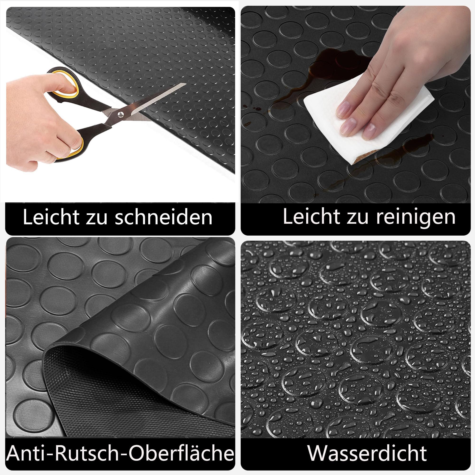 MYOYAY Gummimatte Meterware Bodenbelag 500x100 cm Gummiläufer Schutzmatte Noppenmatte Rutschfest Gummi Bodenmatte Arbeitsplatz-Matte 3mm Heavy Duty Industriell Gummimatten für Fabrik, Garage, Anhänger