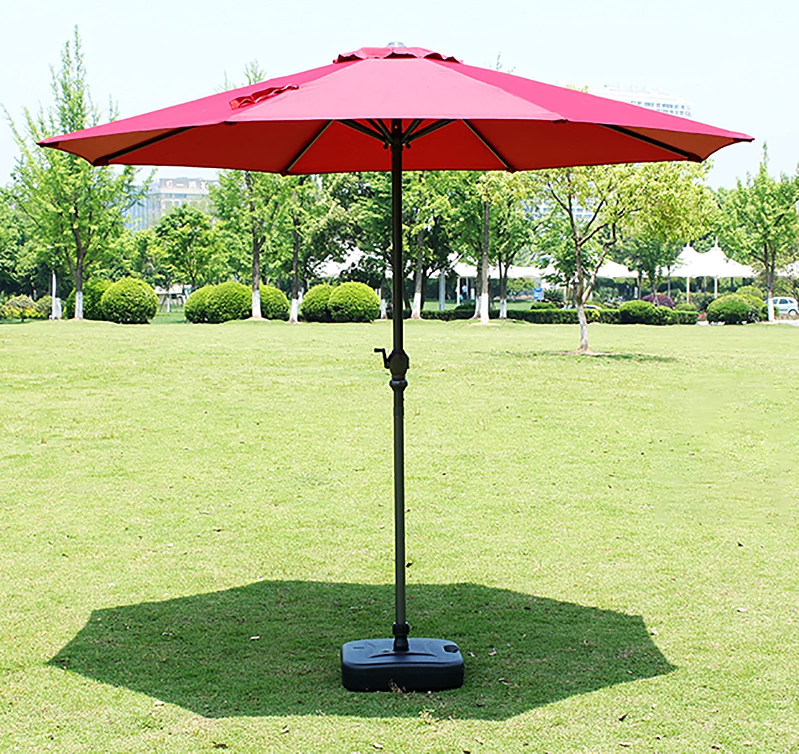 Parasol Ogrodowy 270 Cm Jednokolorowy Parasol Ogrodowy Na Patio, Odporny Na Słońce Balkon Grill Na Plaży Bar Willa Sklepy Parasol Zewnętrzny Parasol, Solidny I Stabilny (Czerwony)