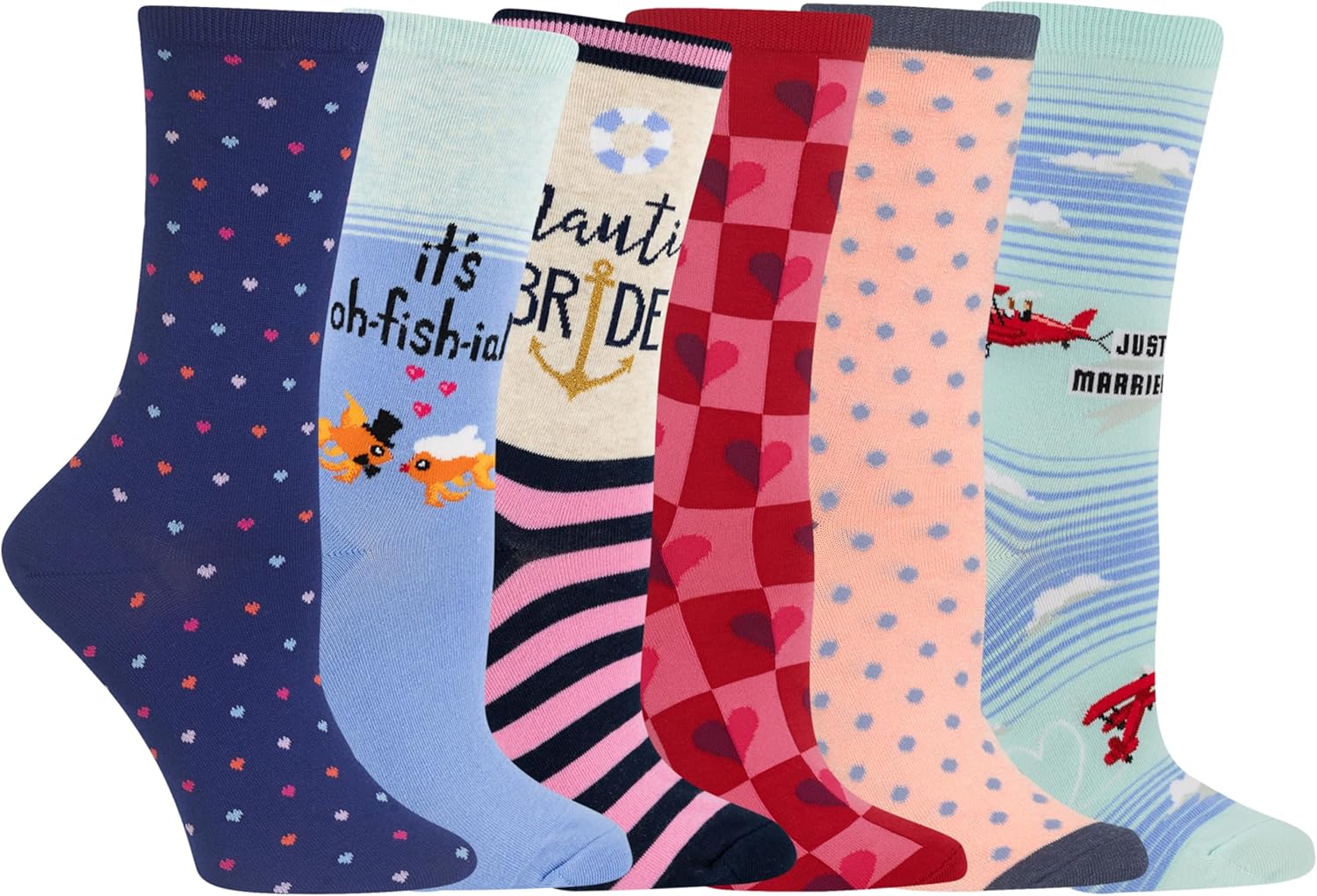 Hot Sox Womens Fun Crew Socks - 6 & 8 Pair Packs - Cute & Funny Novelty Gifts