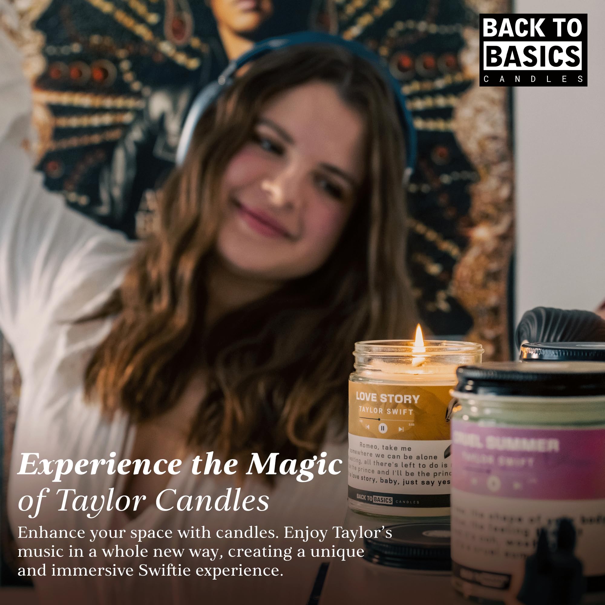 Back to Basics Taylor - Juego de velas prémium – 3 velas aromáticas veganas de cera de coco de soja para decoración del hogar, regalos de cumpleaños para mujeres, mejores amigos, hombres, aromaterapia