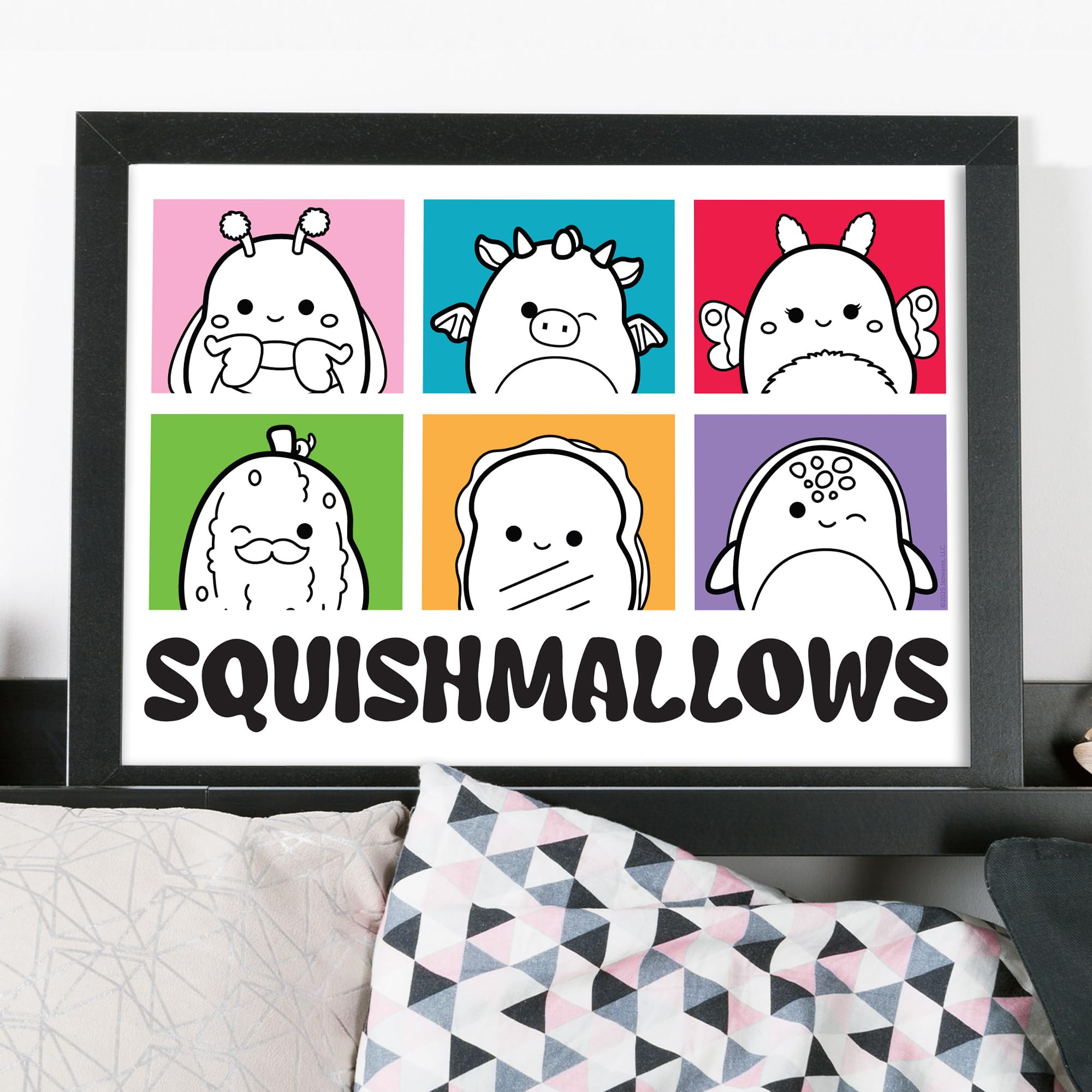 Themed Multicolour Squishmallows Print - Group Colour Block Sketch Poster Wall Art (29.7Cm X 42Cm - A3)