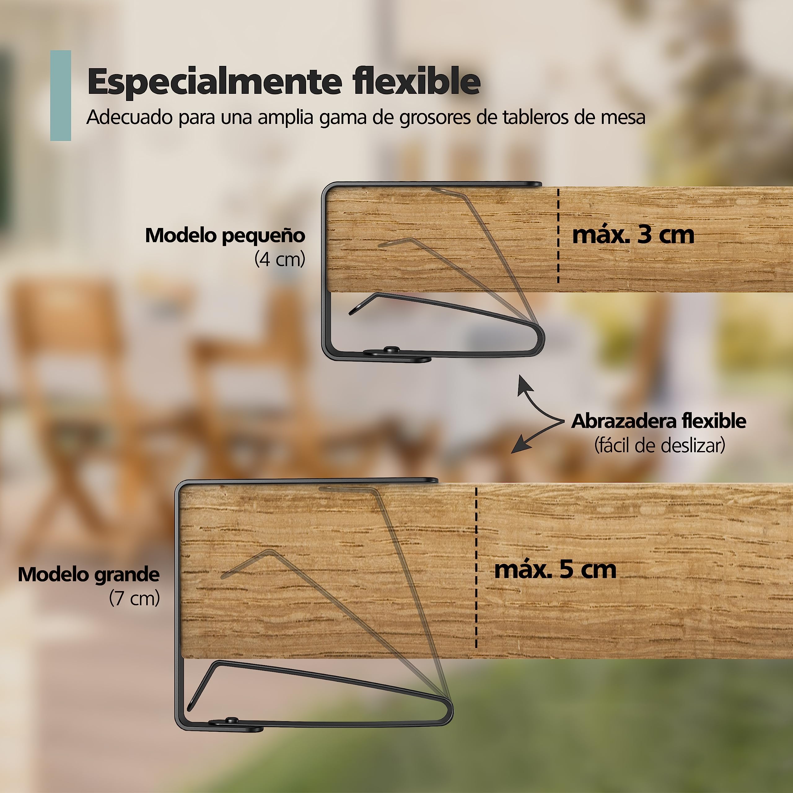 8 x Pinzas para manteles Negro para mesas con un Grosor de 3 cm - - Pinzas para manteles de Acero Inoxidable para Uso en Interiores y Exteriores - - Pinzas para manteles fáciles de Limpiar
