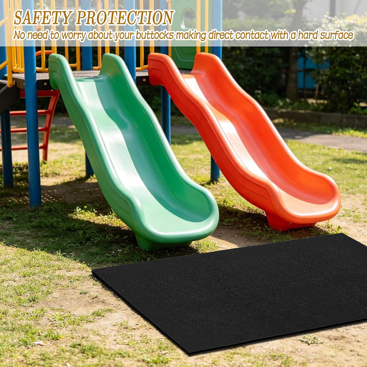 2 Pack Outdoor Playground Mats, Heavy Duty Swing Set Mat Shock Absorbing Landing Pad, Non Slip Rubber Protection Mats for Playground Backyard Playset Swings Slides, 40''x24''
