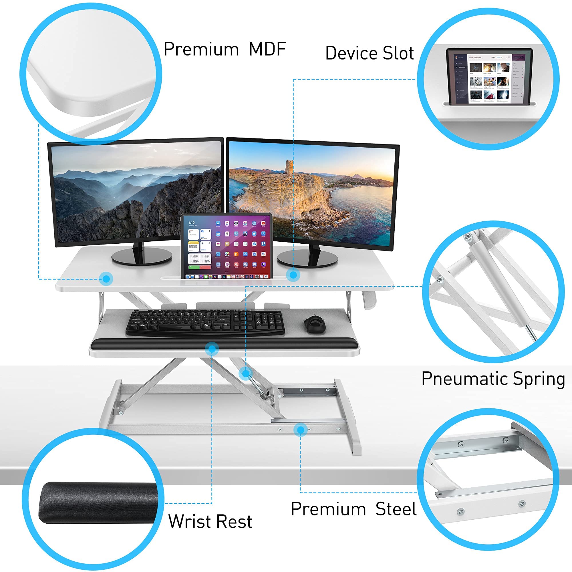 Buy AboveTEK Standing Desk Converter, 36" Stand Up Desk Riser with Gel