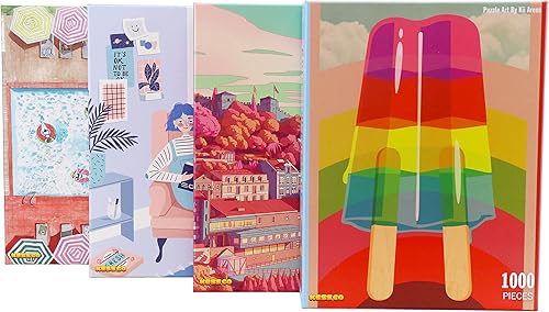 Miniatura 6 de KESS Rompecabezas junto a la piscina  Digno de marco e inspirado en el artista  Colorido y divertido, rompecabezas de 1000 piezas para adultos y