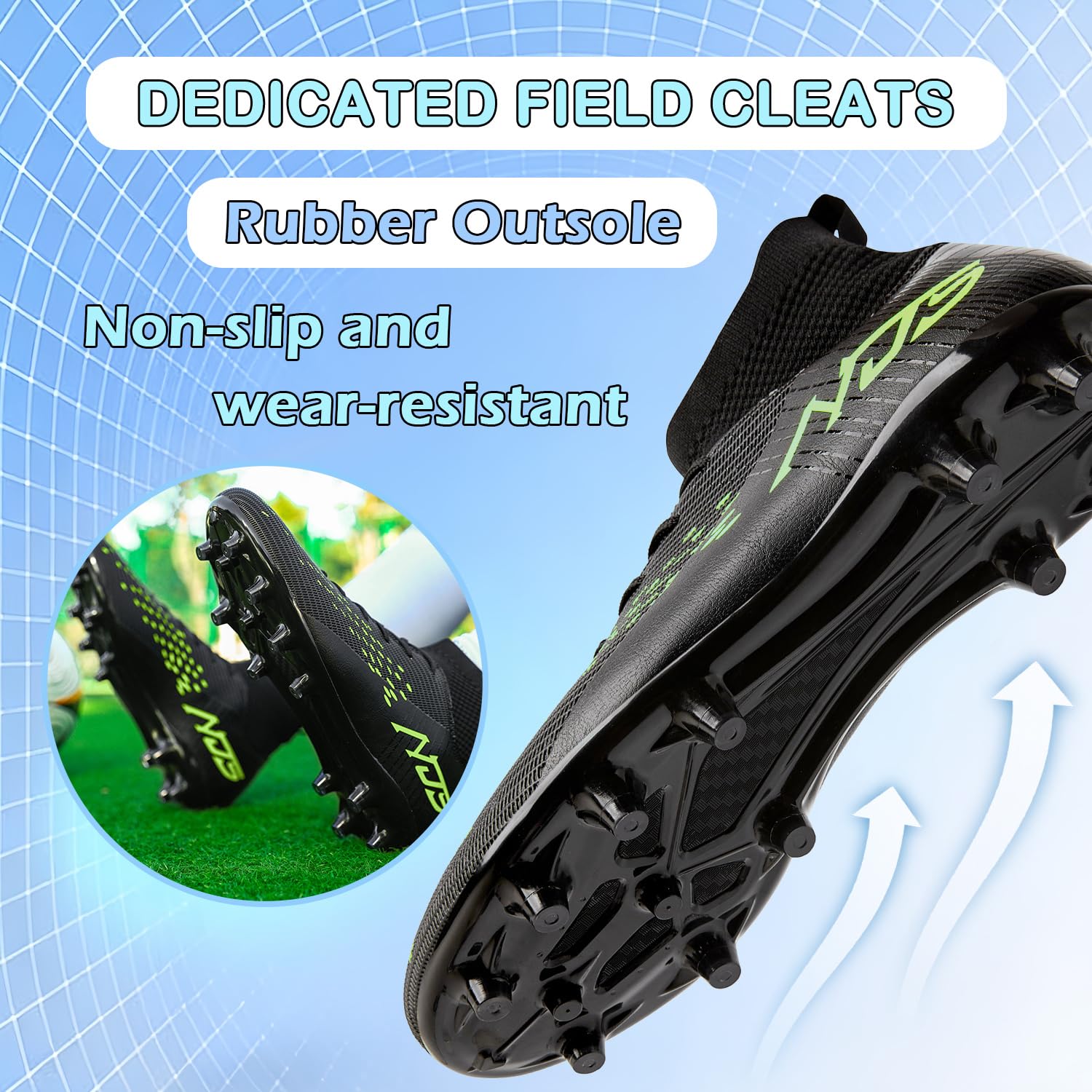 Zapatillas de Fútbol para Hombre Profesionales Atletismo Banda Alta Calzado de Fútbol Zapatillas de Deporte Entrenamiento para Césped Artificial Futbol de Competición