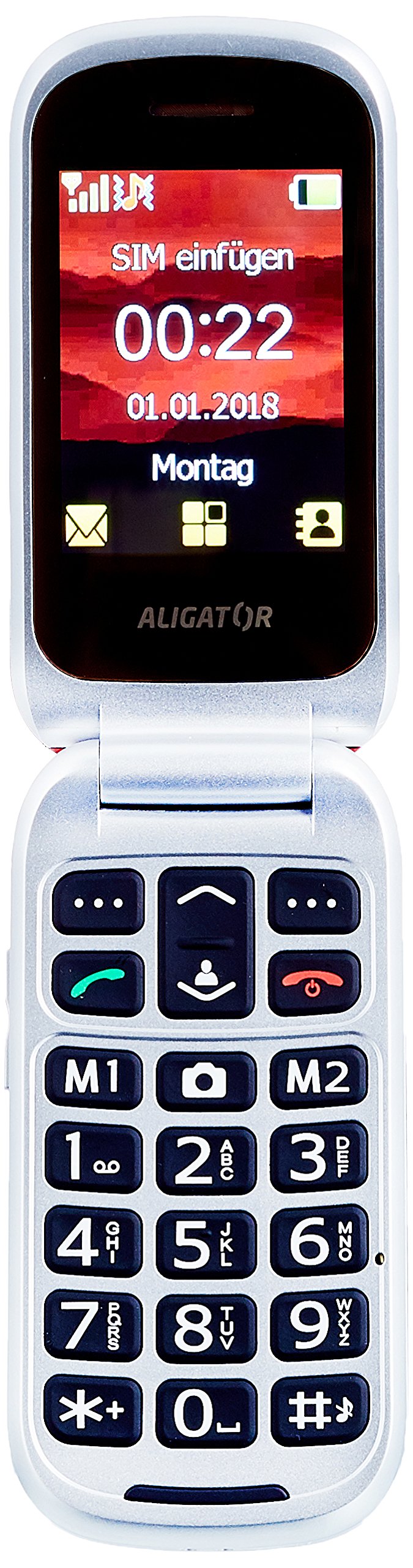ALIGATOR V650 Téléphone Portable Senior SOS Localisateur Rouge