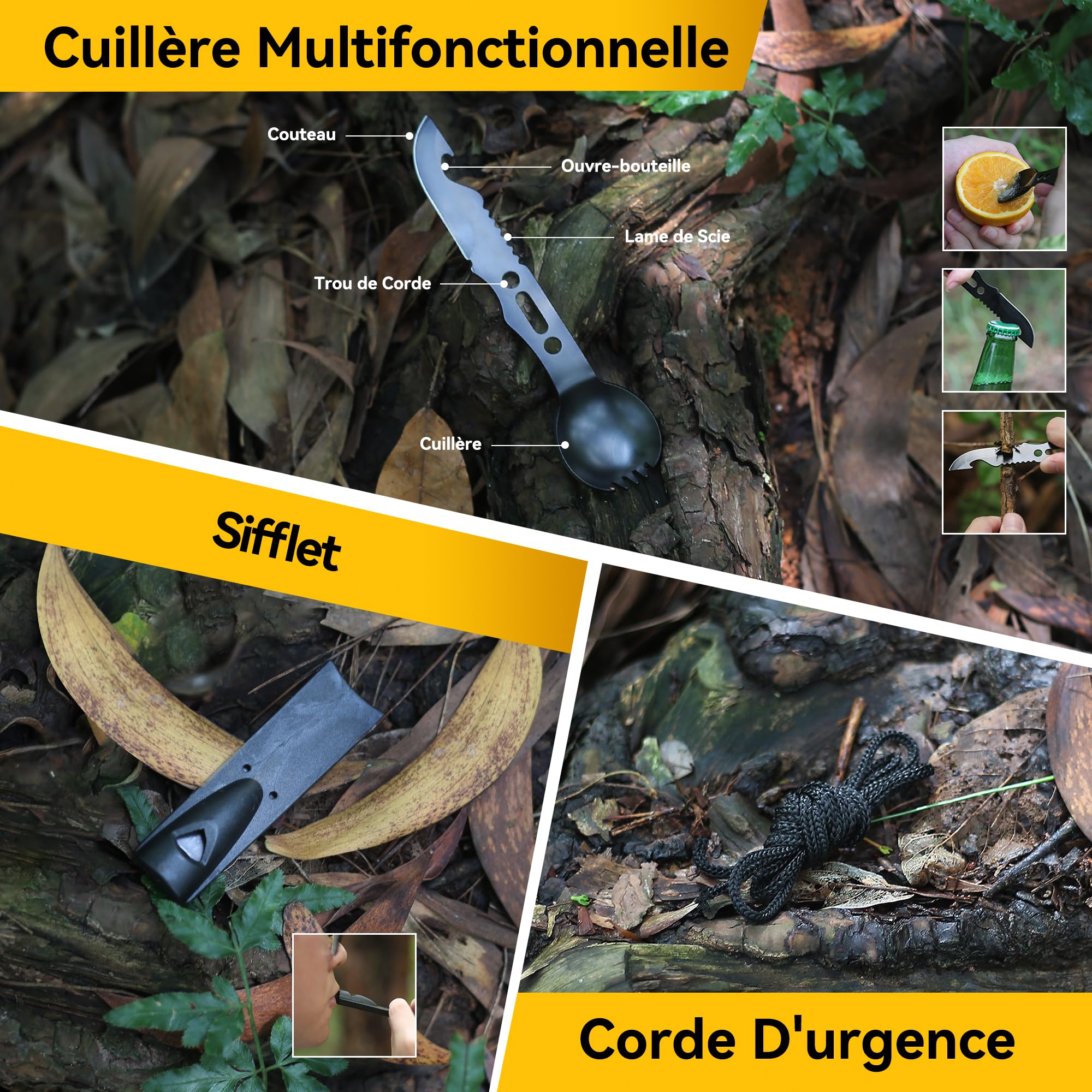 14 en 1 Trousse de Survie Trousse de Survie Polyvalente Trousse de Premiers Soins pour Les Sports de Plein Air, Le Camping, l'alpinisme, Les Pierres Ignifuges