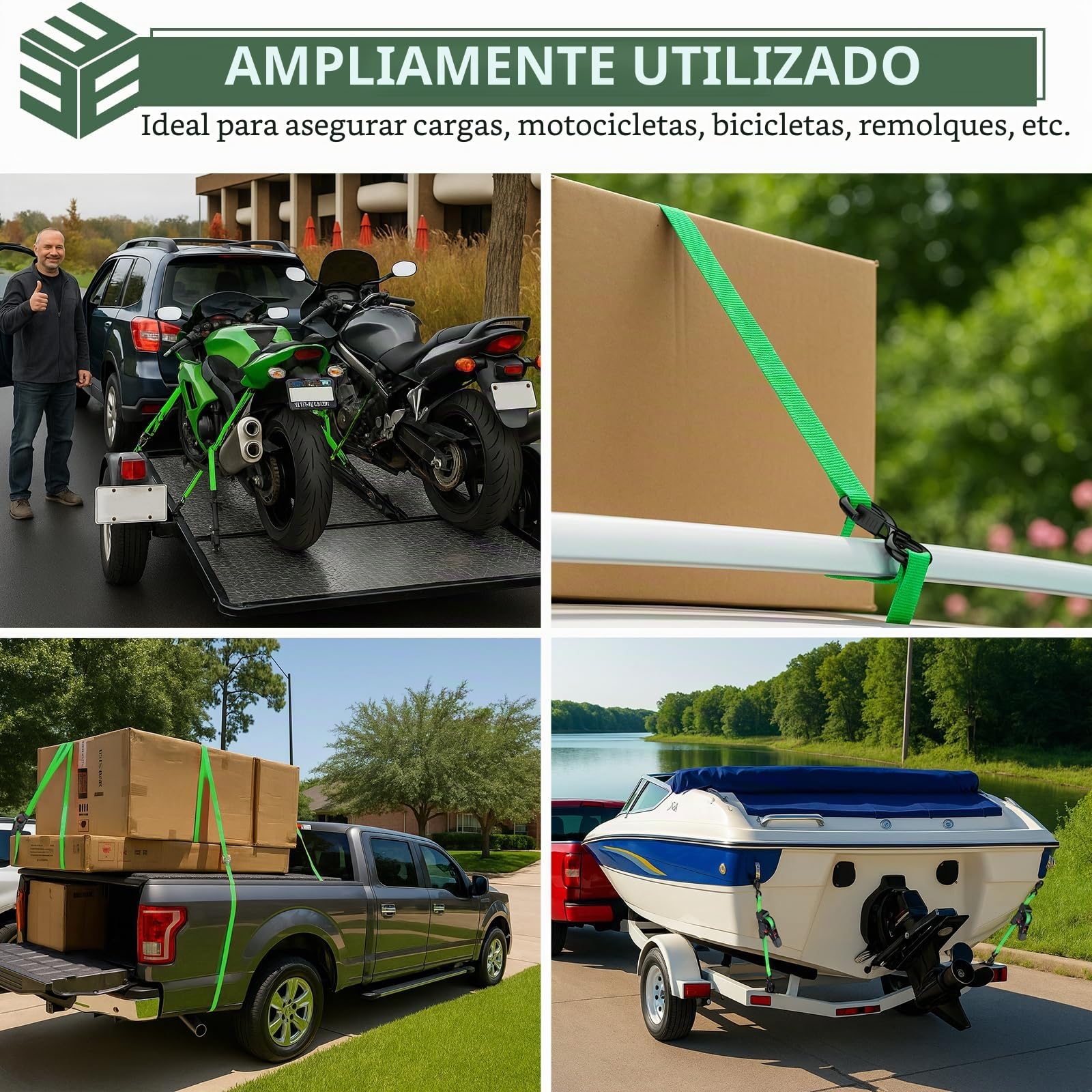 EYPINS Correas retráctiles de Amarre de trinquete (Paquete de 4) – 3,5 m de Longitud, 640 kg de Resistencia a la Rotura, Mecanismo de retracción automática, Ganchos en S con Bloqueo de Resorte y Asas