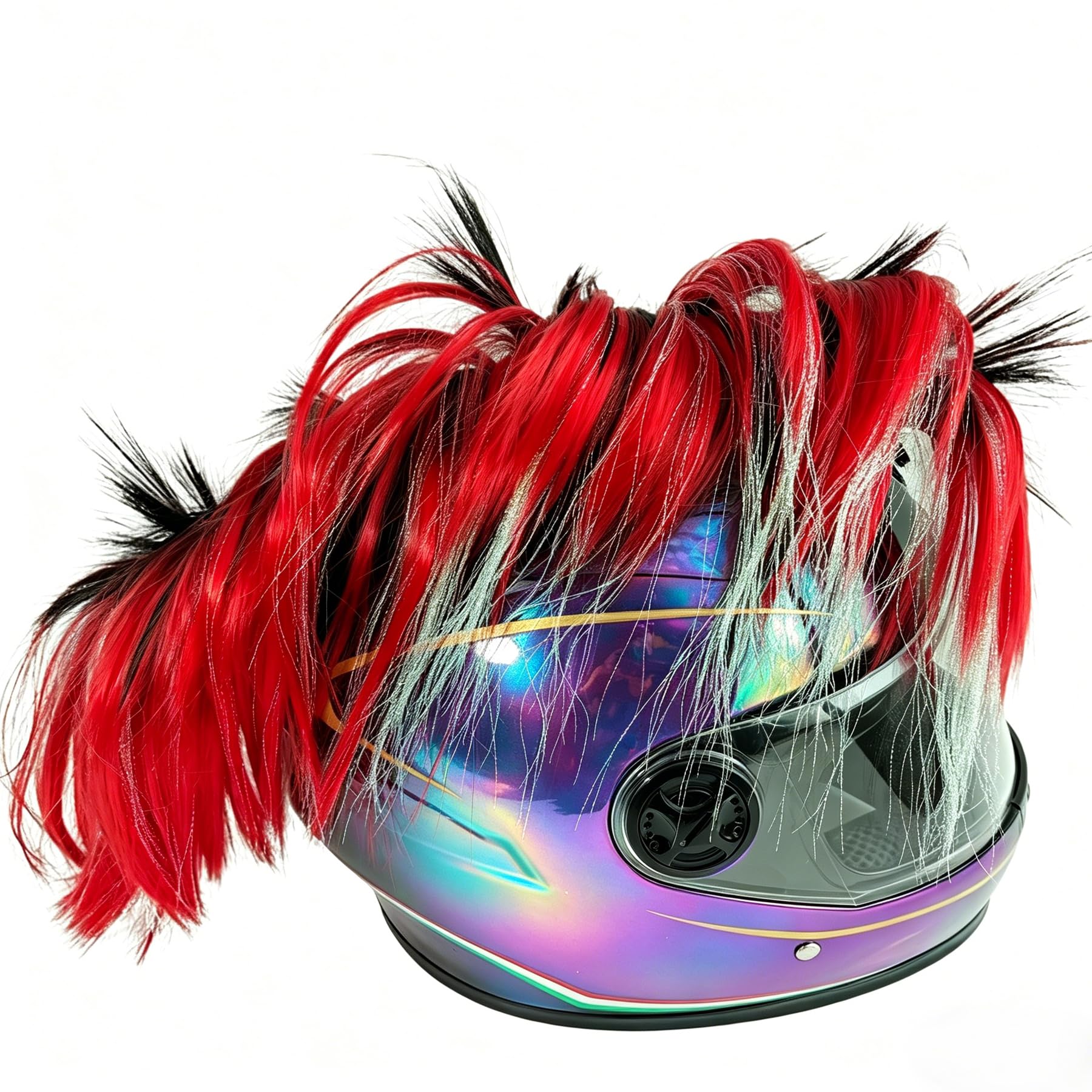 Lecherri Mohawk for Helmet 1PCS Helmet Accessories Helmet Hair for Motorcycle Helmet Bicycle Helmet Ski Helmet for Party Christmas (Helmet Not Included)