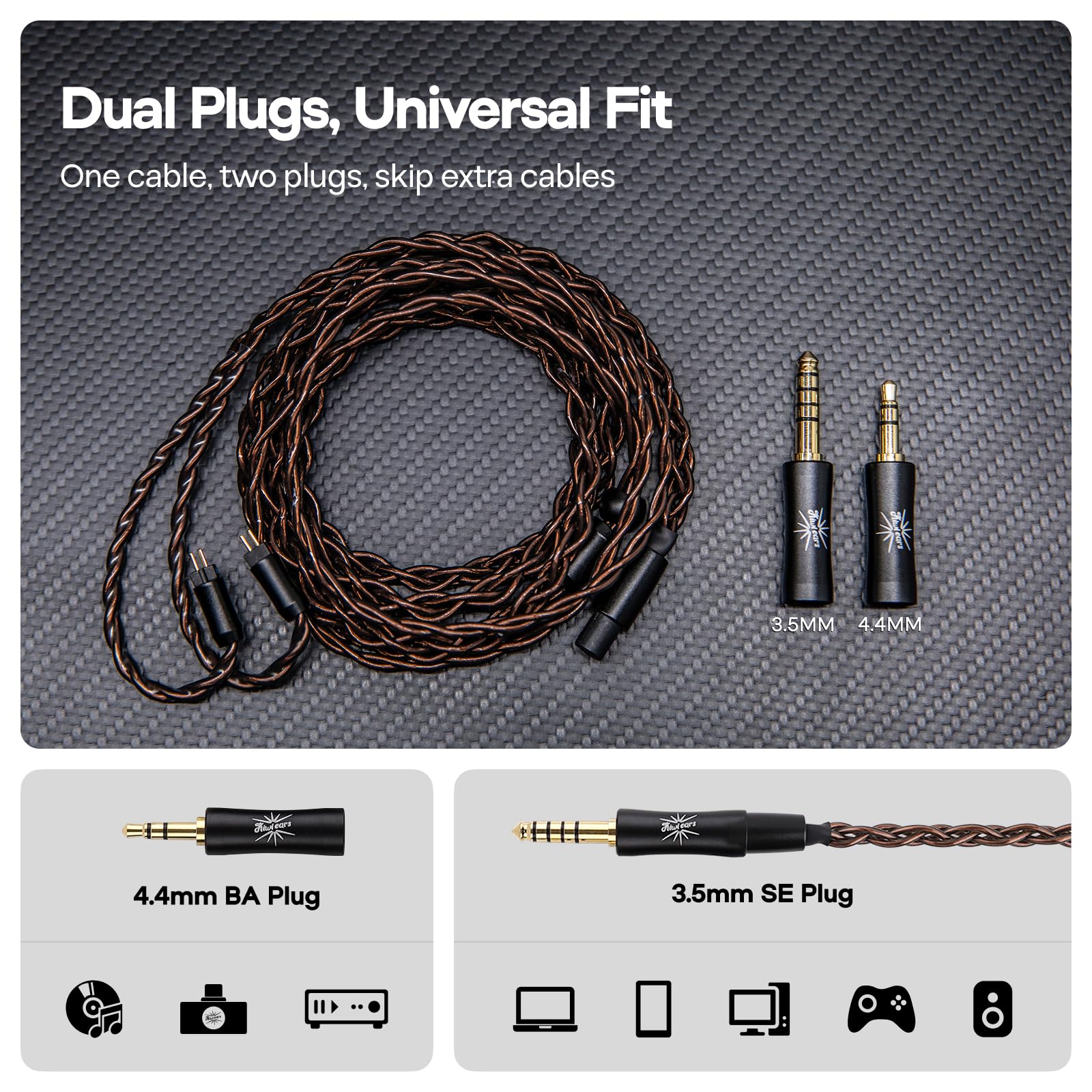 Amazon | Linsoul Kiwi Ears Terras IEMケーブル、4N 単結晶銅 32AWG 4
