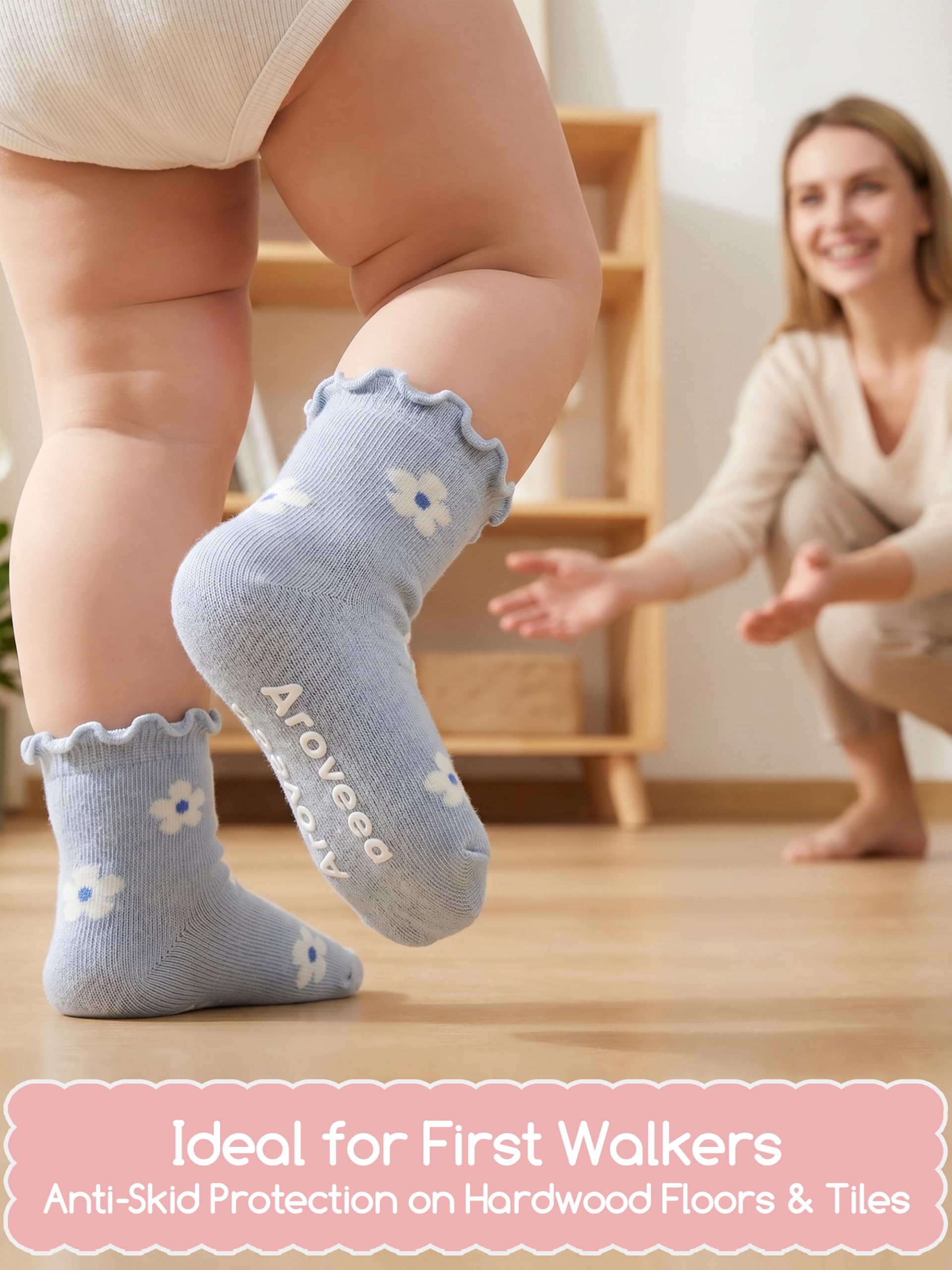 Aroveea Calcetines Para Bebés Sin Resbalón En El Tobillo- Paquete De 12 Para Niños Y Niñas Pequeños, Bebés - Bonitos Calcetines De Algodón