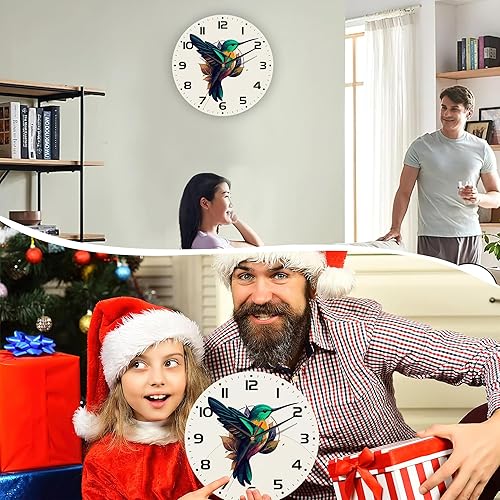 Miniatura 7 de Flaying Hummingbird - Reloj de pared silencioso sin tictac, funciona con pilas, 10 pulgadas, decoración del hogar para sala de estar, cocina,