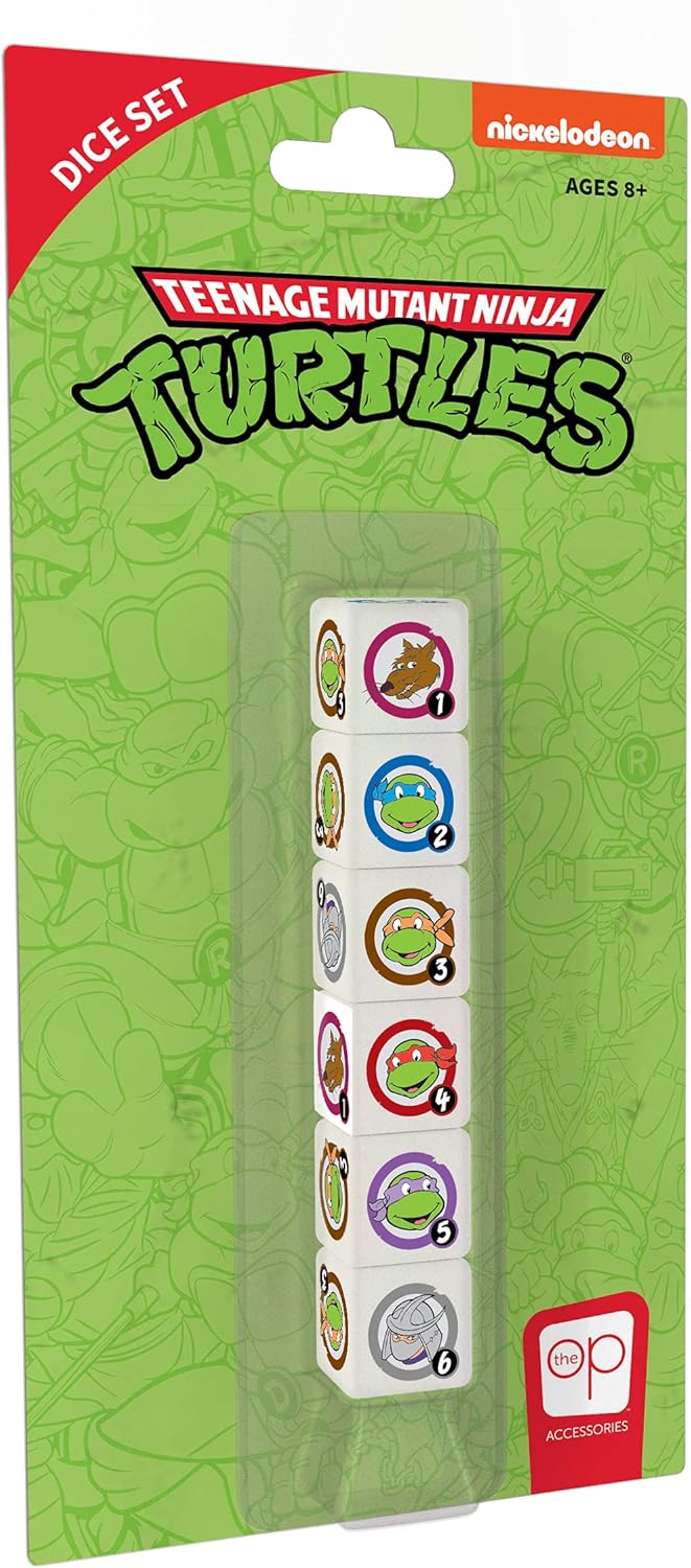 Teenage Mutant Ninja Turtles Dice Set | Collectible d6 Dice Featuring TMNT Characters - Splinter, Leonardo, Michelangelo, Raphael, Donatello, and Shredder | Officially Licensed 6-Sided Dice