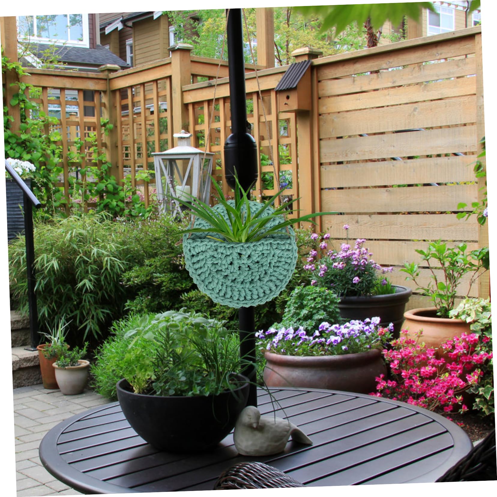 TOYANDONA Lot De 4 Paniers De Fleurs Décoratifs À Suspendre pour Plantes De Jardin Jardinières Esthétiques en Macramé Suspension pour Plantes Murales Intérieures en Coton Vert Clair