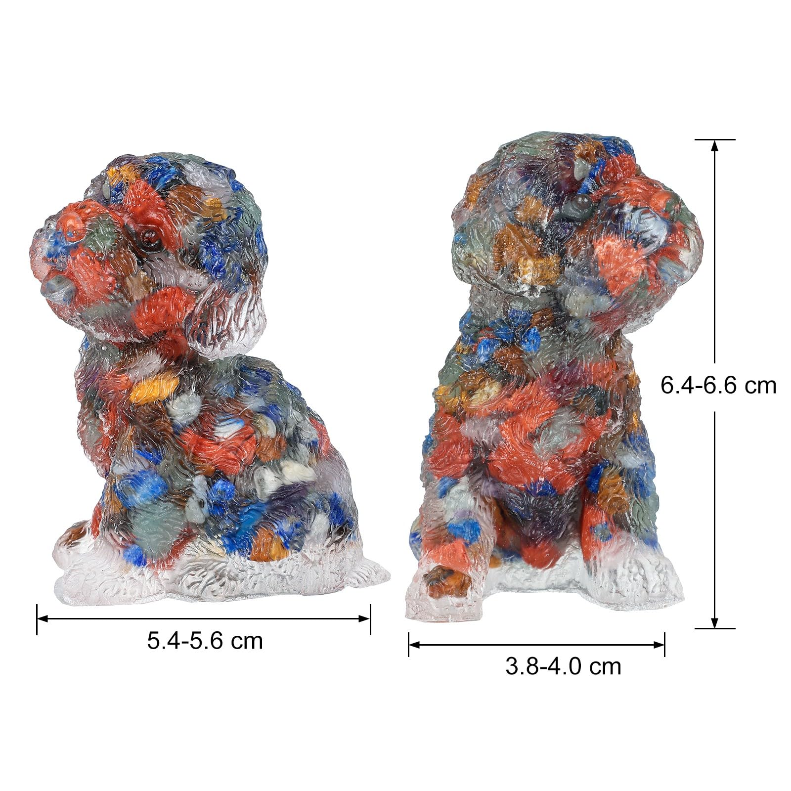 KYEYGWO Resin Poodle Crystal Figurine, Hand Carved Puppy Dog Animal Stone Statue for Home Office Tabletop Multi Crystal Stones - Image 2