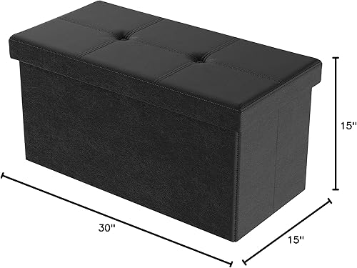 Miniatura 8 de Lavish Home - Banco otomano con almacenamiento, grande, plegable, punzoneado, piel sintética, cubo extraíble, mueble para el hogar, dormitorio, sala