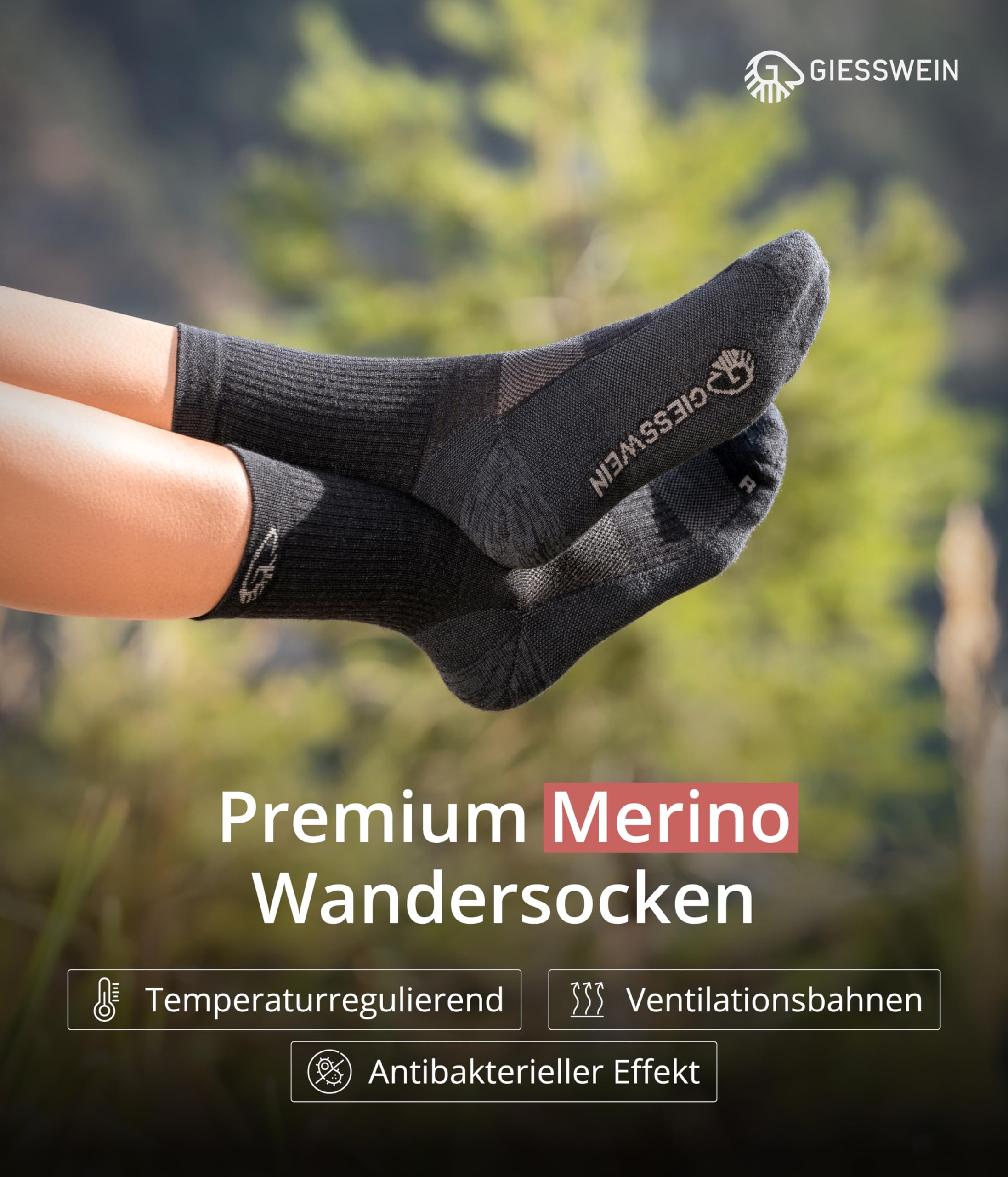 Giesswein Calze da trekking Merino | Calzini termici traspiranti in merino extra caldi, 3 paia di calzini da sci e invernali senza punti