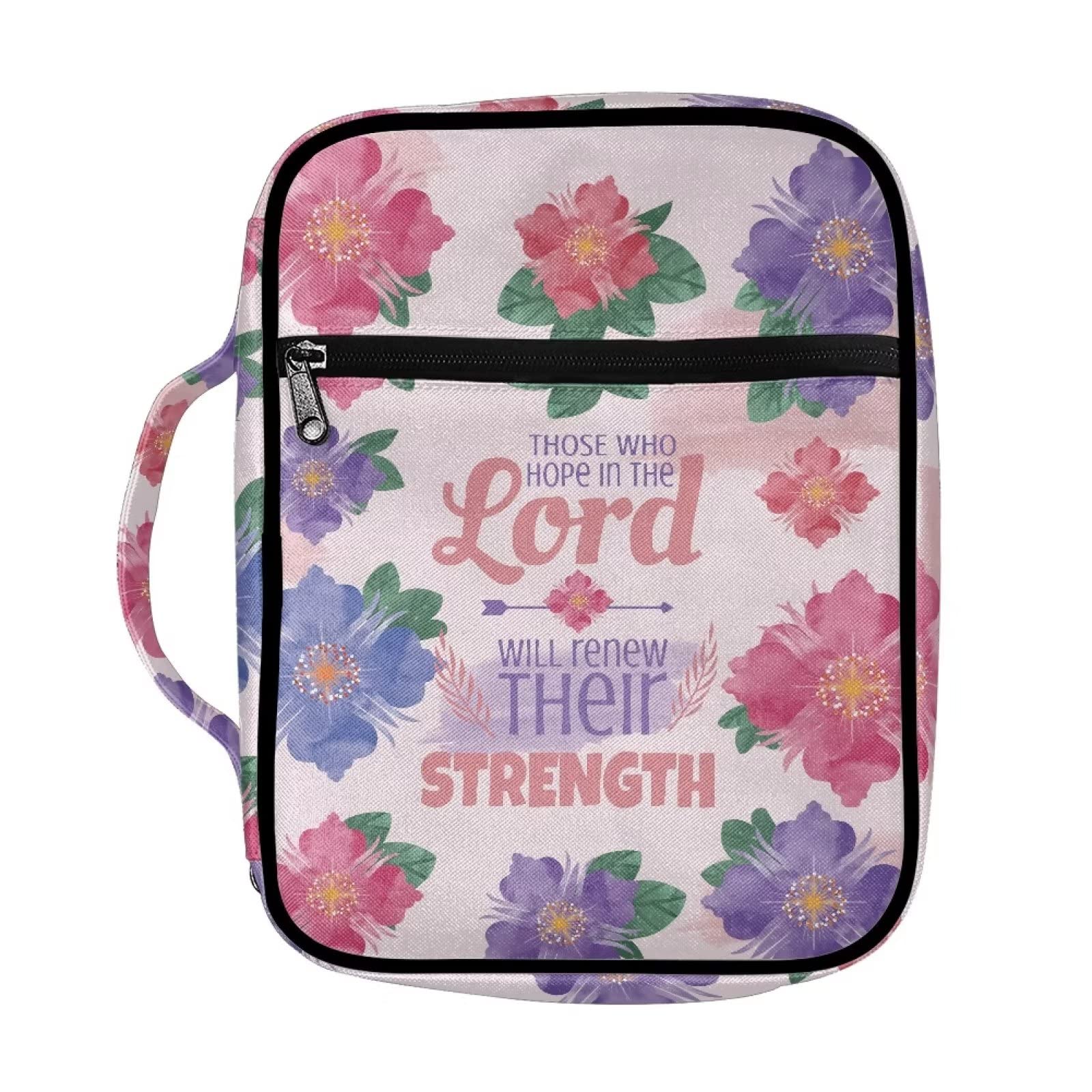 SEANATIVE Floral Bible Cover for Women Bible Book Carrying Organizer Bag with Zipper Pocket