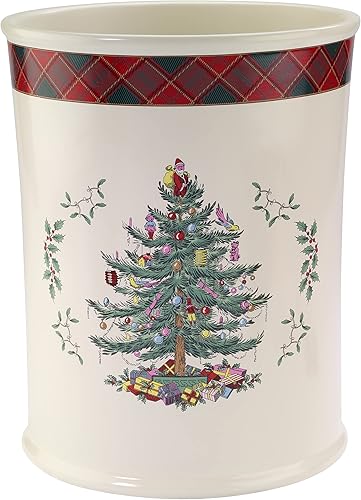 Spode - Tarro cubierto, artículos esenciales para el baño de invitados, decoración del hogar de vacaciones (colección de tartán de árbol de Navidad