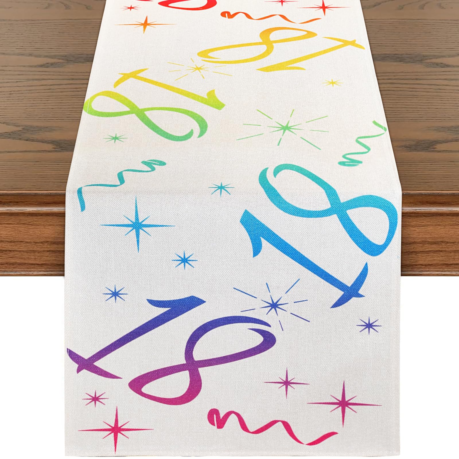 Runner Tavolo Compleanno 18 Anni - Decorazione Festa Lavabile, 33x183 Cm | Tovagliolo Tavola Festivo - Foto 8