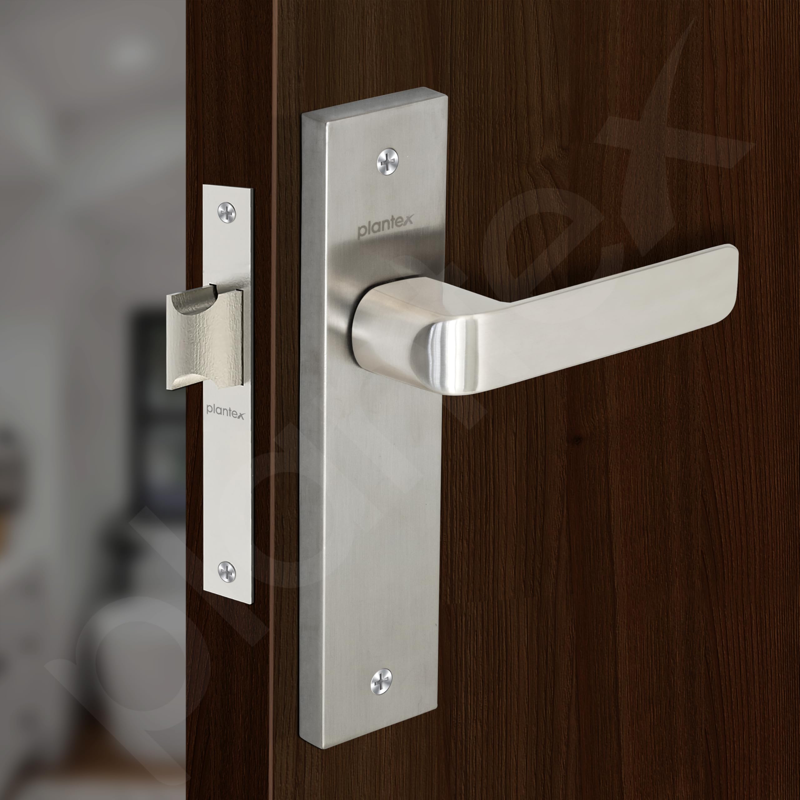 Plantex Heavy Duty Bathroom Door Lock/Mortise 8inch Keyless Plate Handle Set for Home/Bathroom/Store Room/Balcony/Office with Baby Latch (8110, Matt) 2