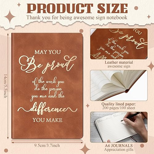 Miniatura 2 de Ctosree 20 cuadernos de cuero A6 con texto en inglés "Thank You", regalos de agradecimiento para empleados, compañeros de trabajo, cuadernos