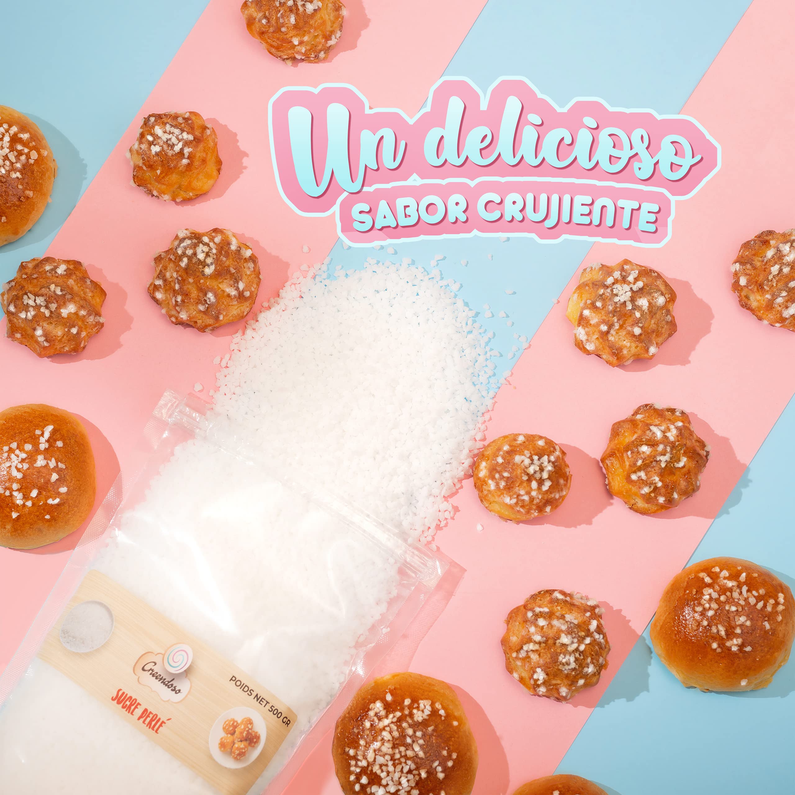 GREENDOSO® Azúcar Perlado 500 g para Hornear y Decoración de Dulces