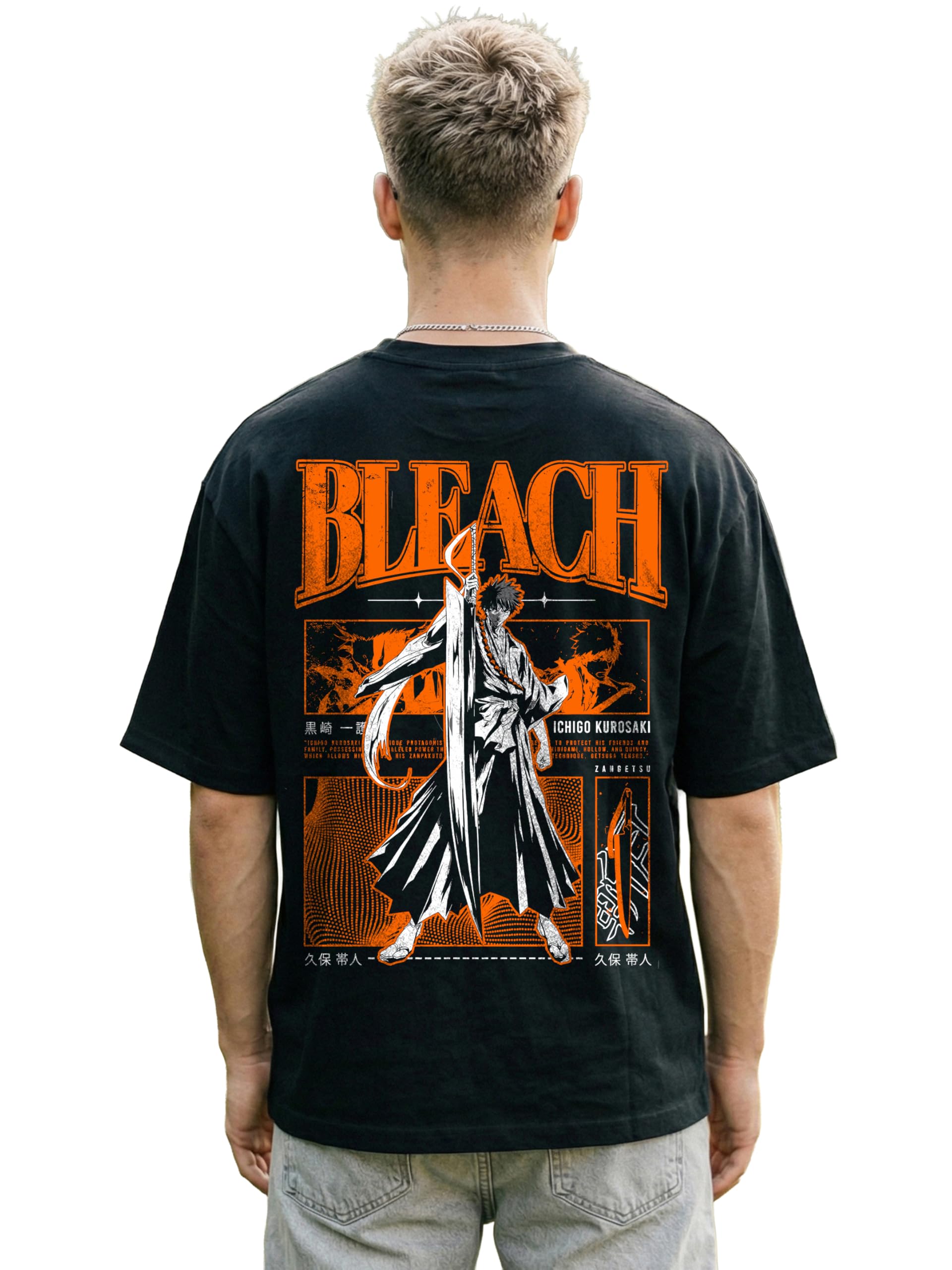 Buy swiftrux Mens Bleach Oversized Anime French Terry Cotton Half