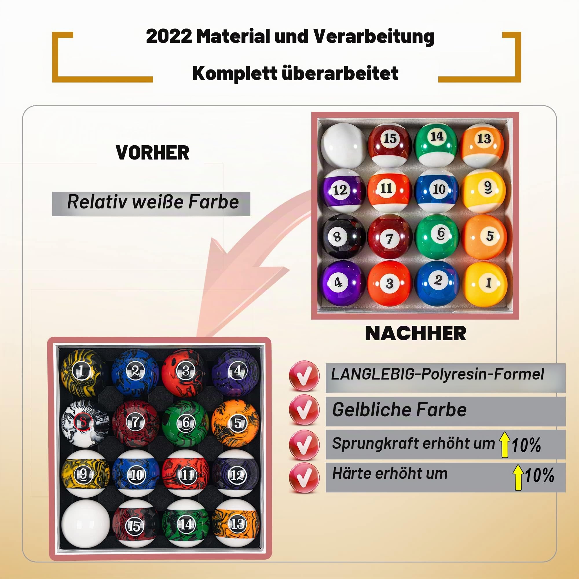 Billmart Billardkugeln 16 Billardtischbälle Set