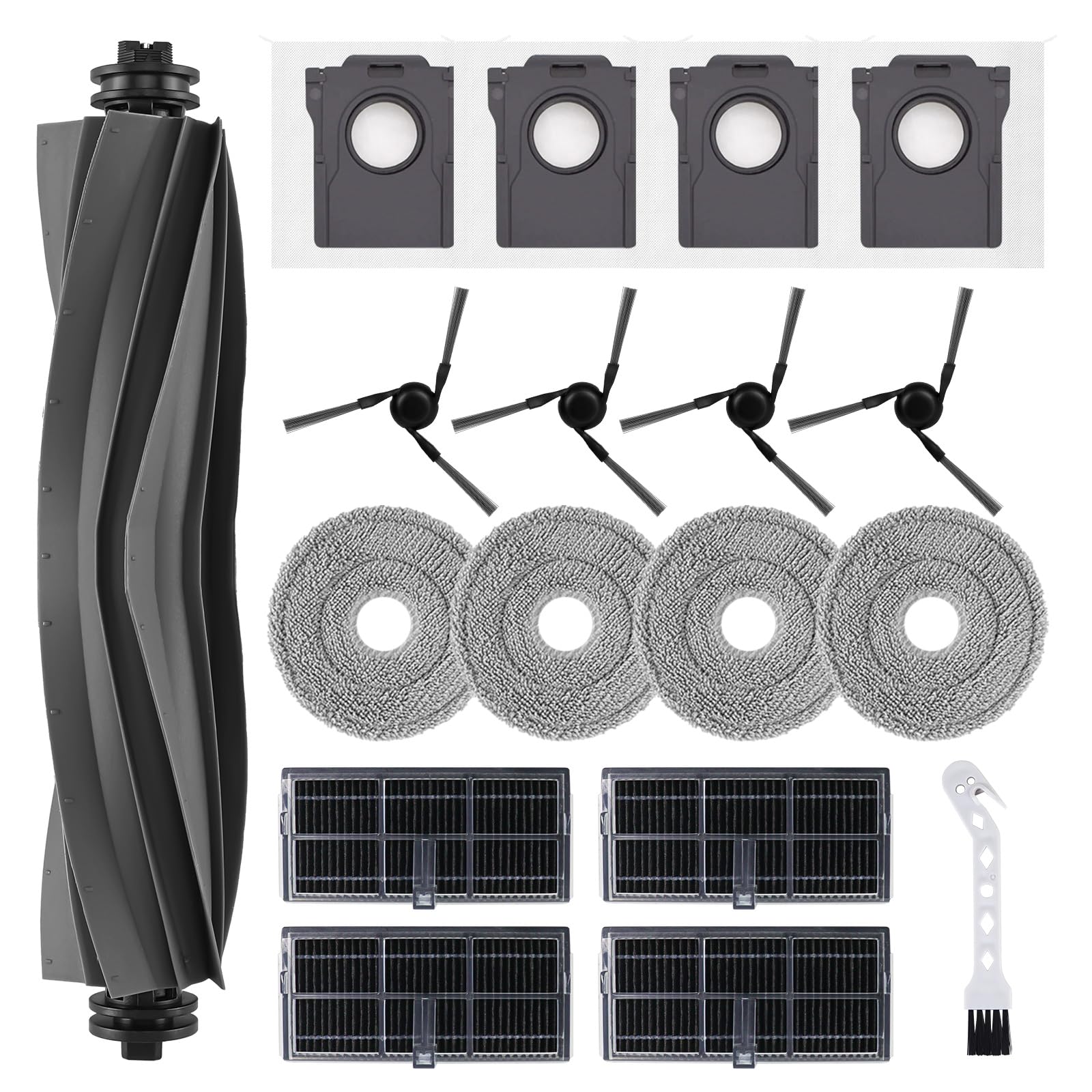 Spofan Zubehör Ersatz für Mova E40 Ultra Saugroboter, 1 Hauptbürste, 4 HEPA Filter, 4 Seitenbürsten, 4 Wischtücher, 4 Staubbeutel, Reinigungsbürste