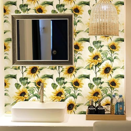 Miniatura 4 de Livebor Papel tapiz azul para despegar y pegar, papel de contacto bohemio floral de 17.7 x 196.8 pulgadas, papel tapiz floral tropical, papel tapiz