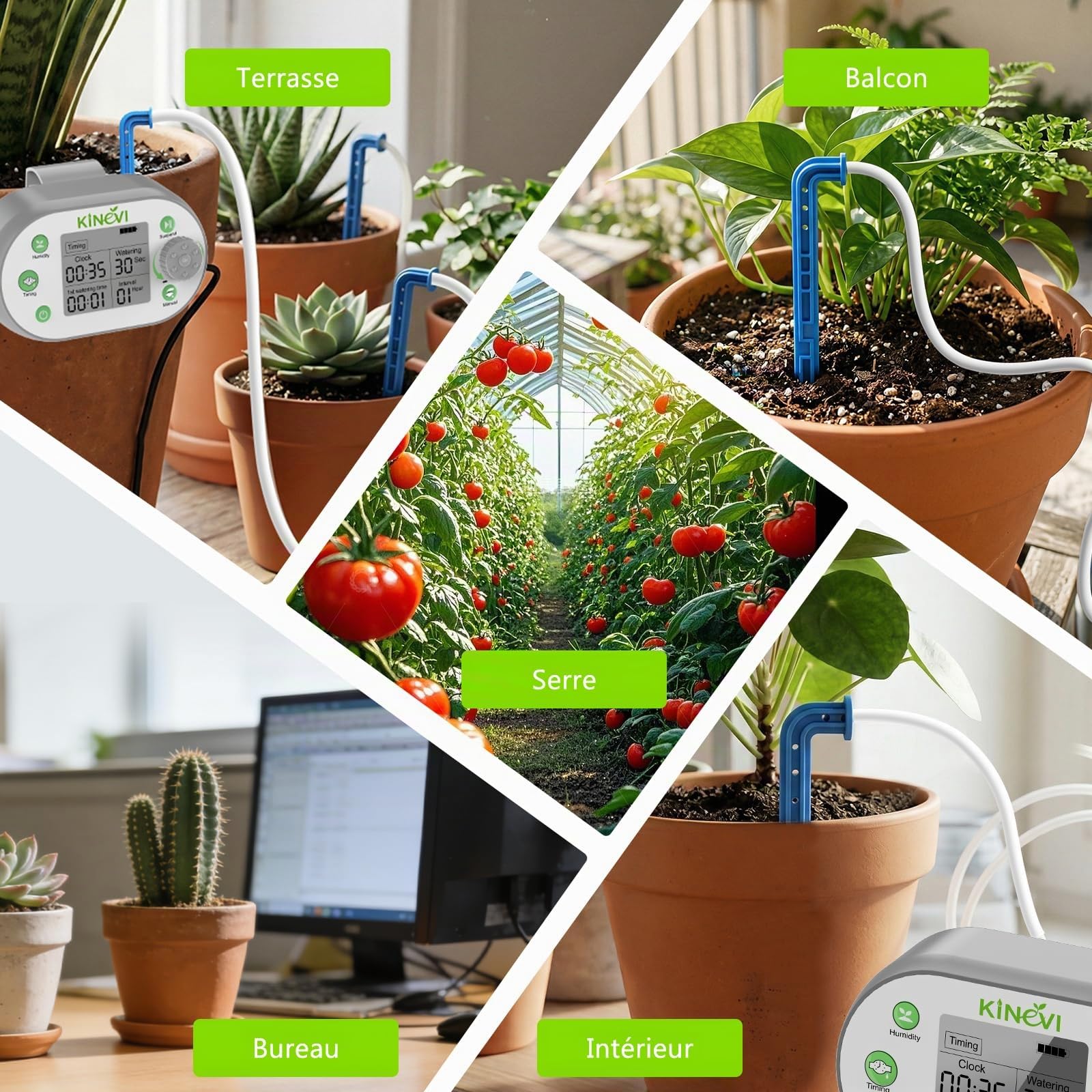 Système d'irrigation automatique,Kit arrosage automatique goutte à goutte pour 15 plantes, Kit d'irrigation goutte à goutte rechargeable pour plantes d'intérieur, balcon