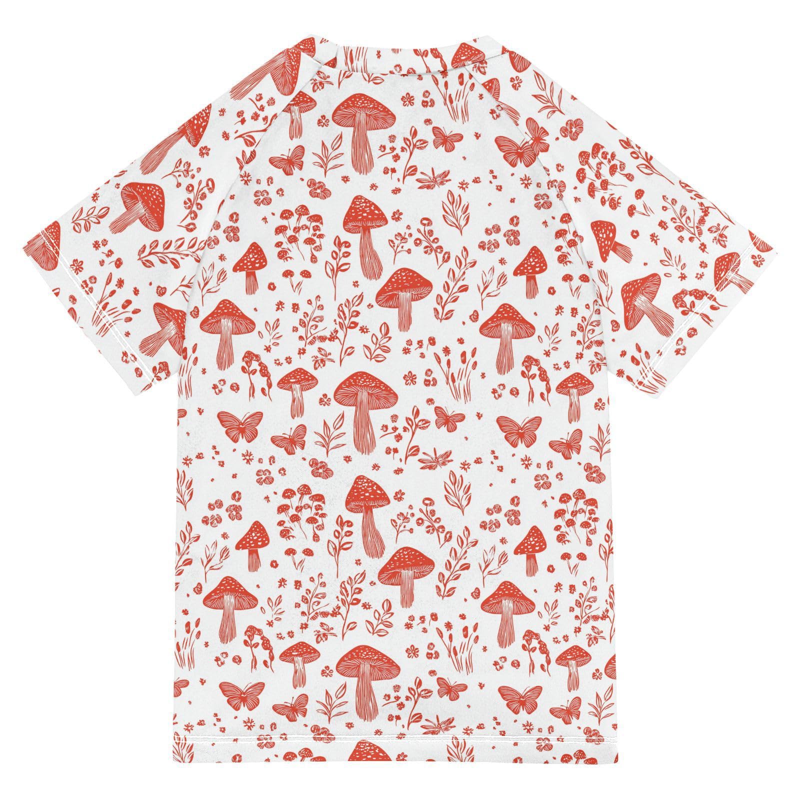 Girls Bathing Suit Short Sleeve Swimsuit Kids Girls 3T Red Mushrooms Inonotus Obliquus