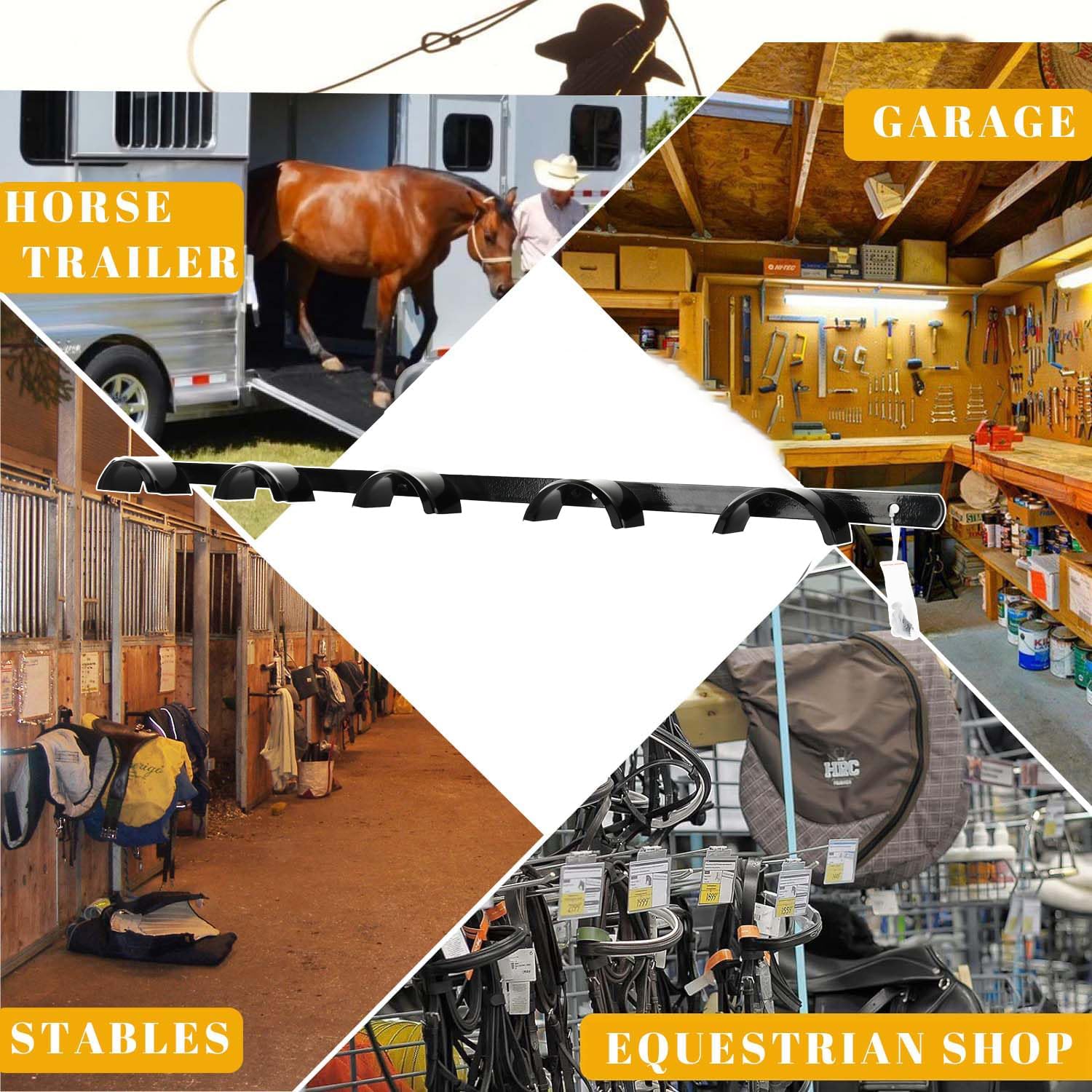 2Pcs Wall Mounted 5 Spot Bridle Rack - Rounded Tack Rack for Hanging Horse Bridles, Halters, Reins - Image 6