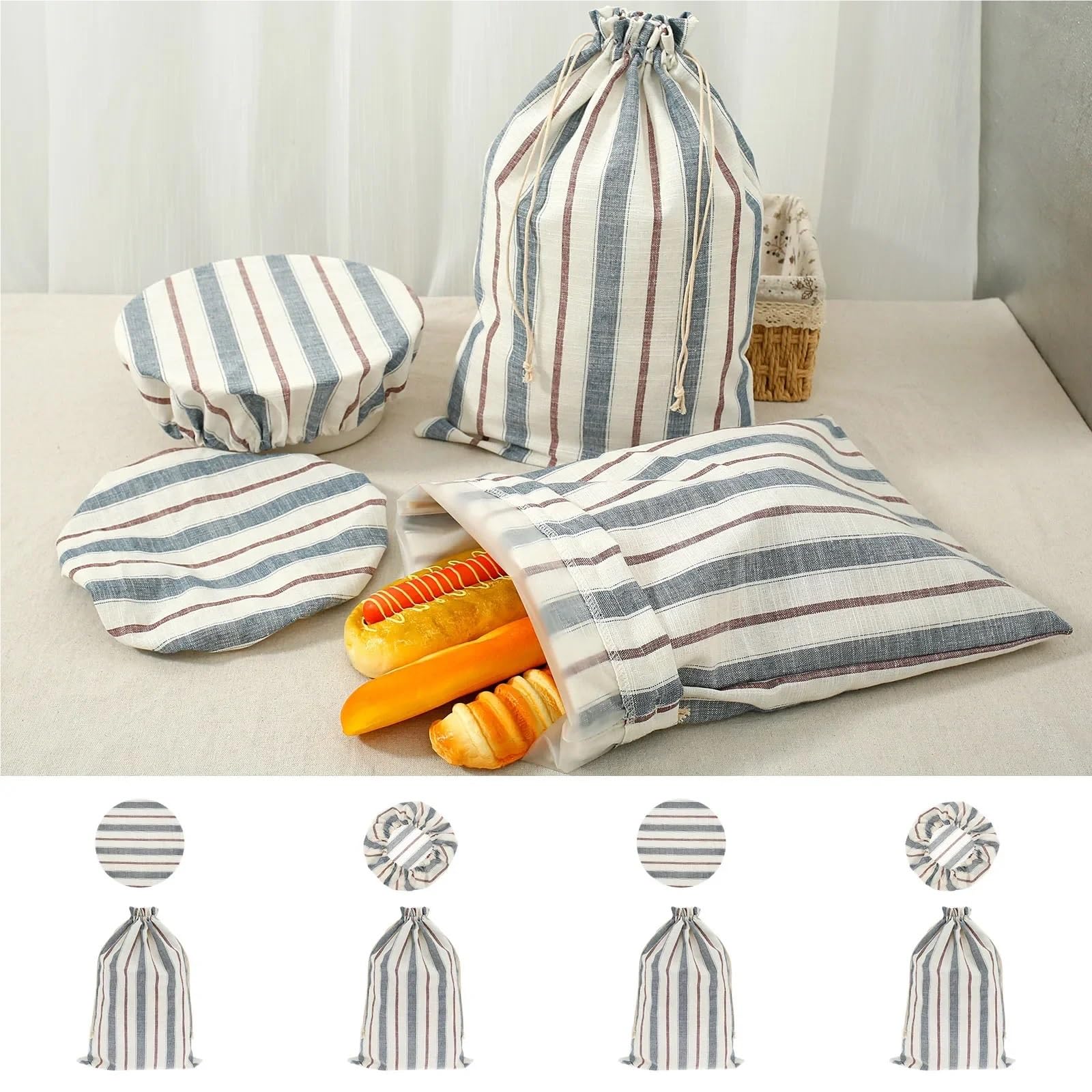 Sacchetti Per Pane In Lino Borsa for il pane in lino, 4 pezzi, riutilizzabile, con cordoncino, pasta madre non sbiancata