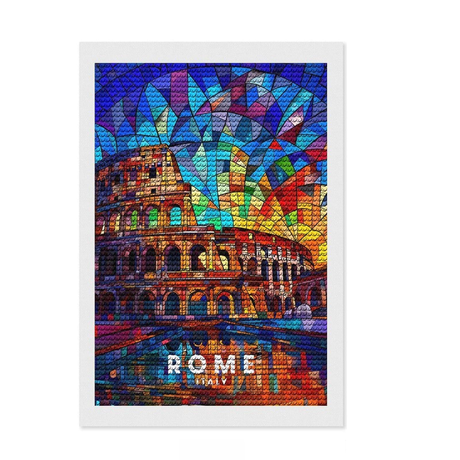 Junmoney Rome Diamond Painting Canvas Set 8"x12", for Teens, Simple to Start, Farmhouse Decor, Thoughtful Handmade Gift