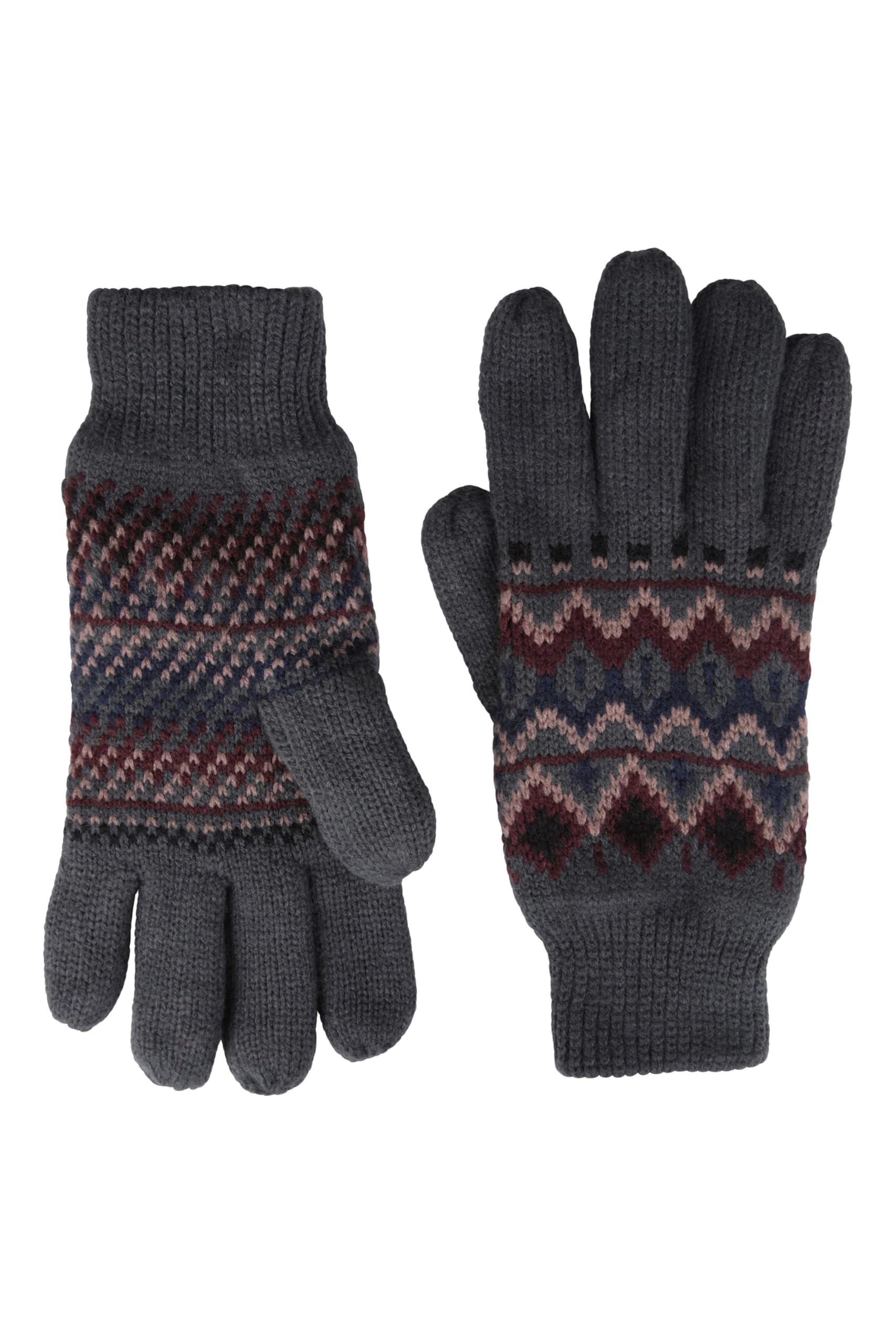 Mountain Warehouse Thinsulate Mens Knitted Gloves - Knitted Effect Ski Gloves, Double Lined - For Skiing, Snowboadring & Outdoors Charcoal One Size