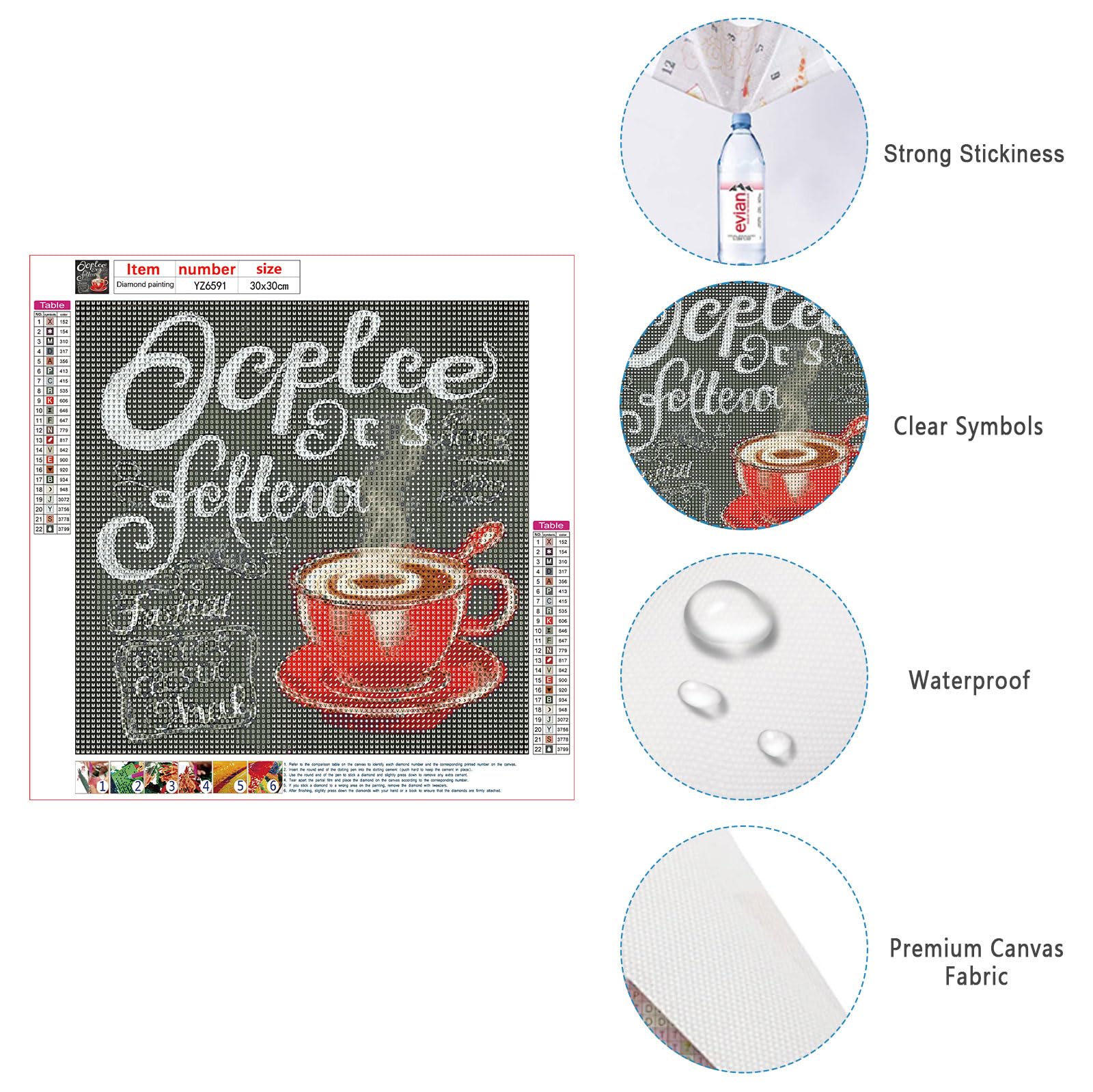 SHEGZHUC Lot De 4 Diamond Painting Cafe 30x30cm Diamond Painting